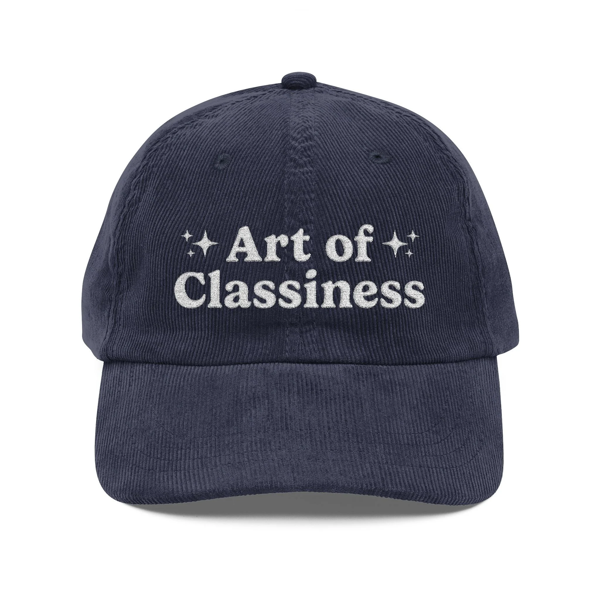 AOC White Embroidered Corduroy Cap