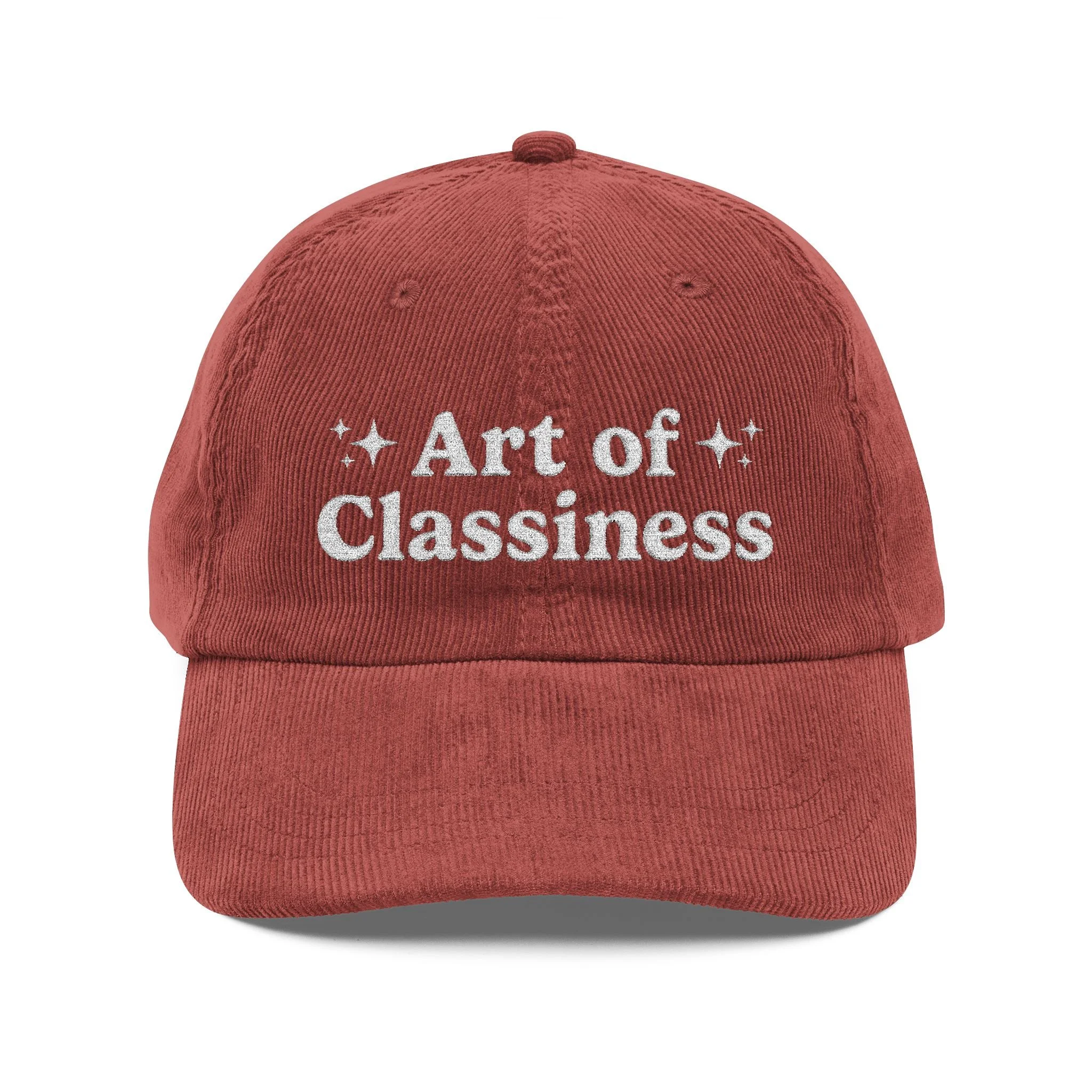 AOC White Embroidered Corduroy Cap