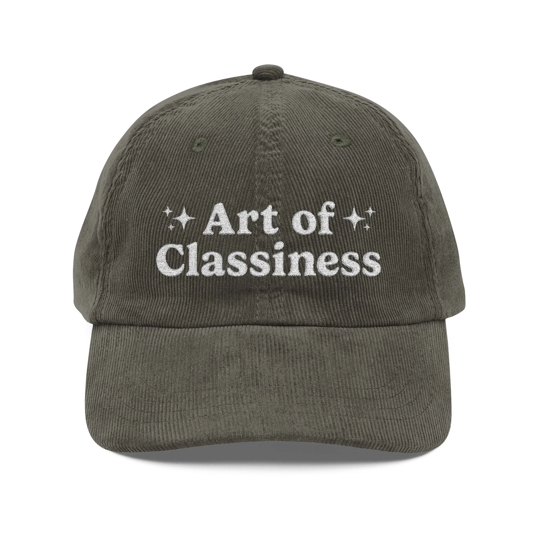 AOC White Embroidered Corduroy Cap