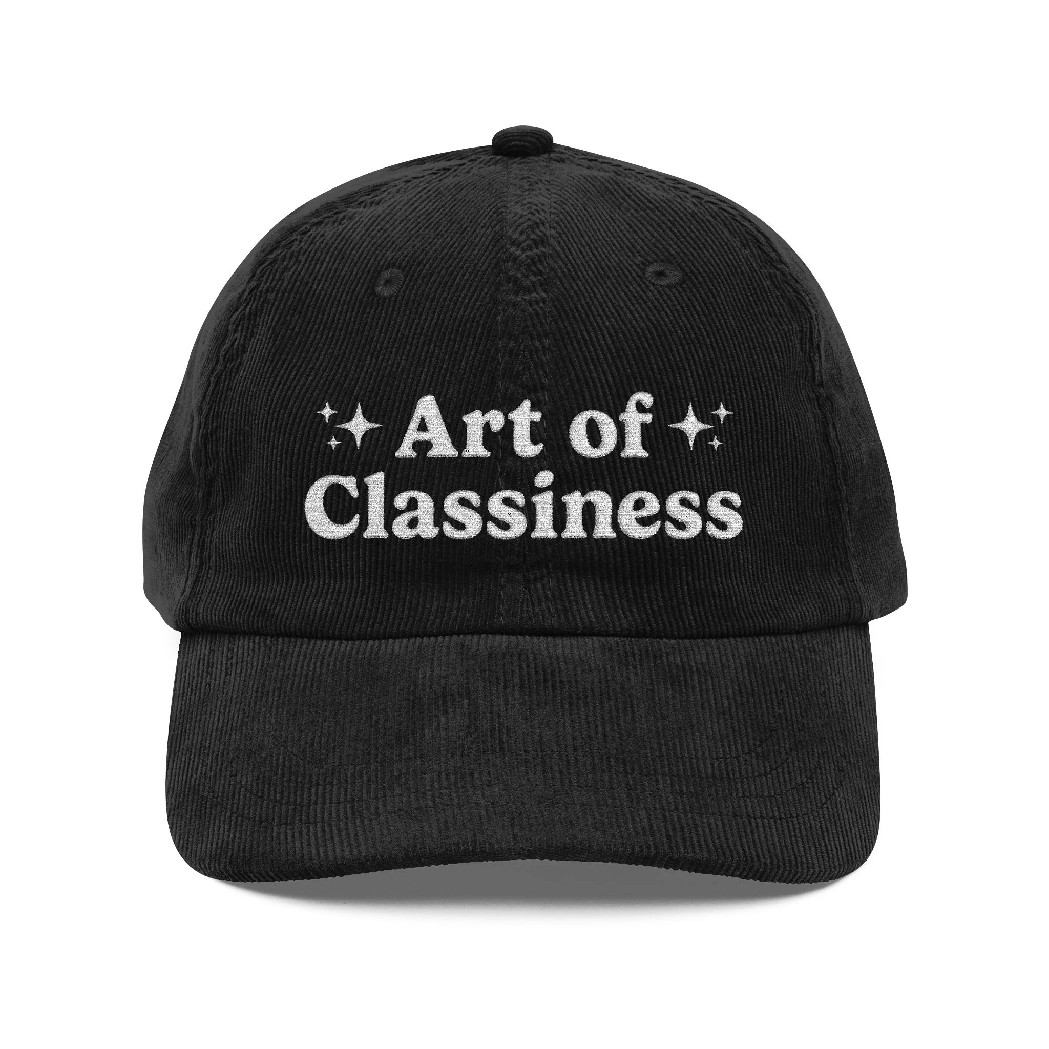 AOC White Embroidered Corduroy Cap