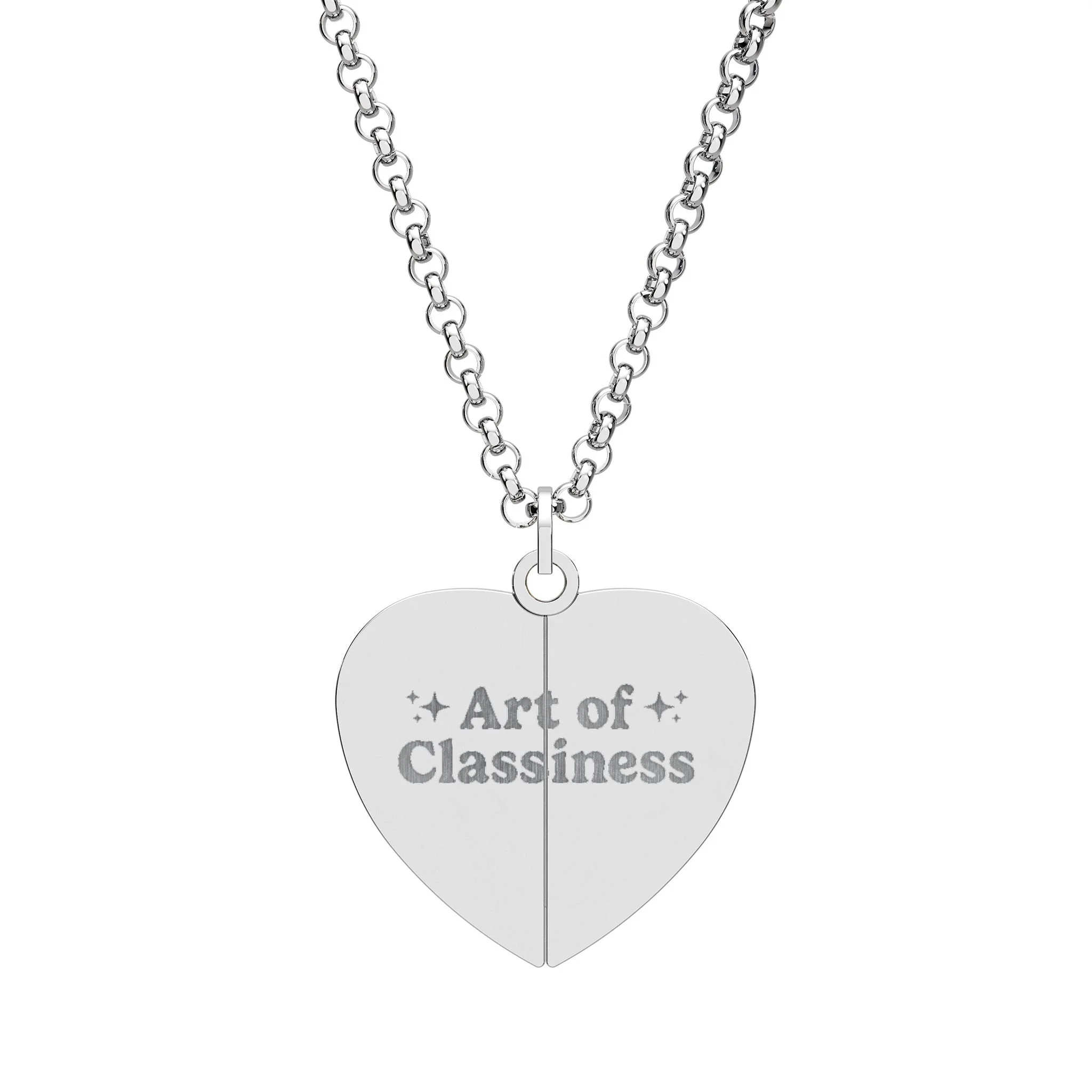 AOC Hidden Message Engraved Heart Necklace