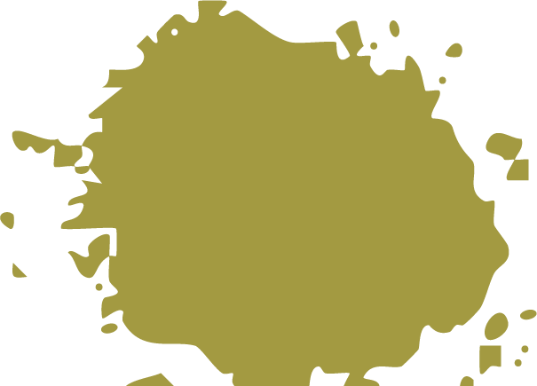 Gold ink splatter on a black background