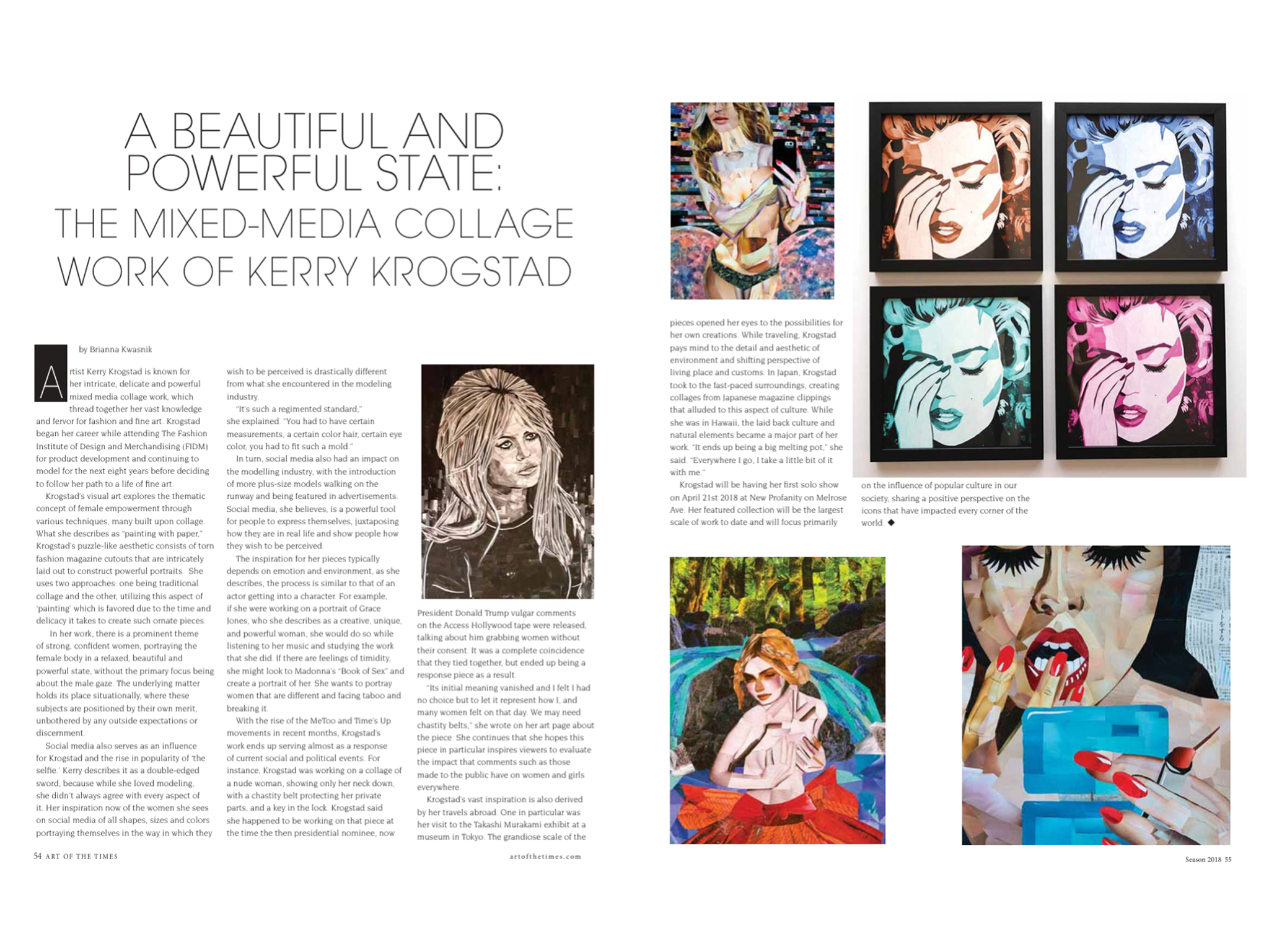 Featured Artist Spotlight, Art of the Times, 2018
