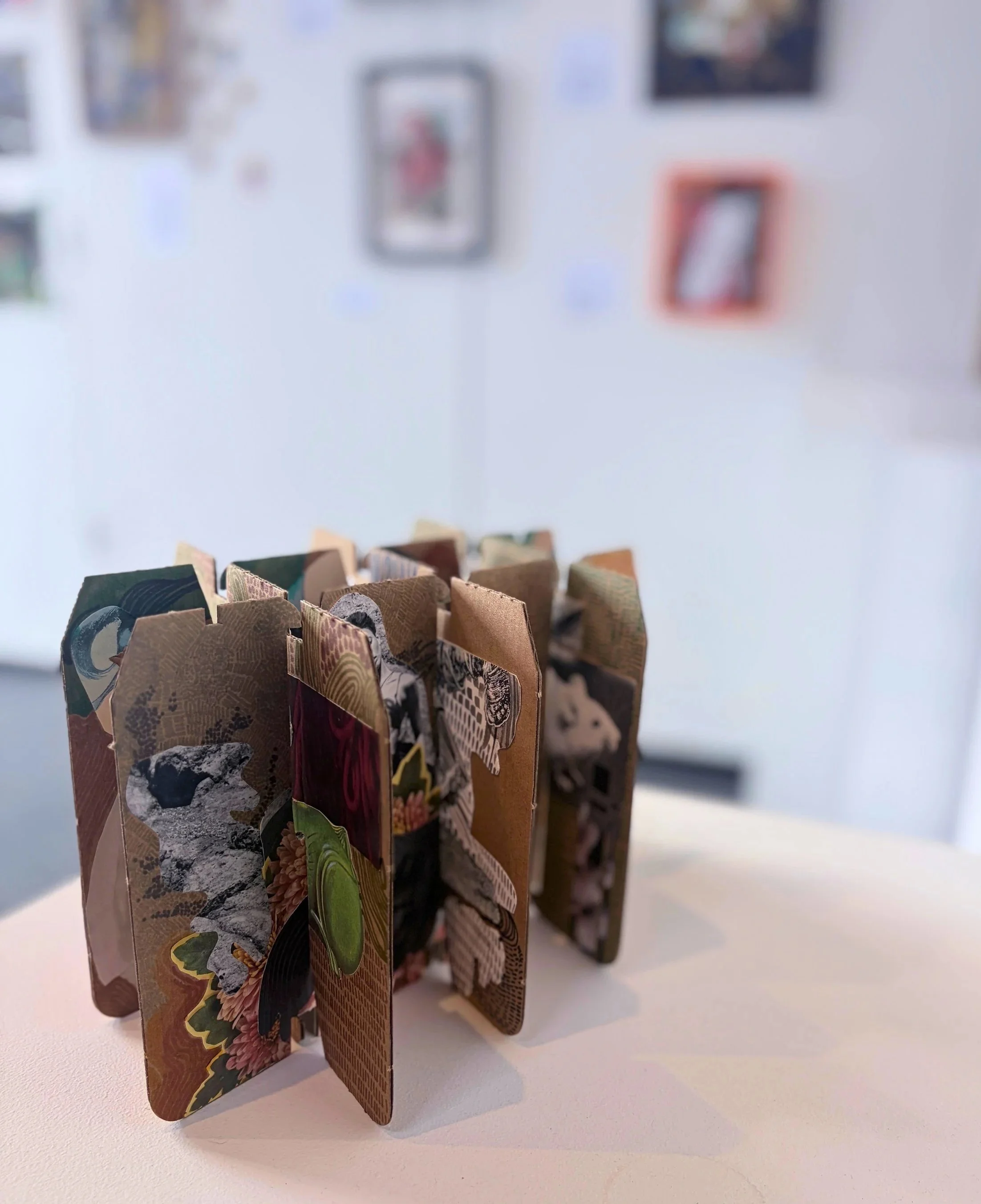 Sarah Youngberry, "Untitled (Commensalism extended)" (2026). Found images on cardboard.