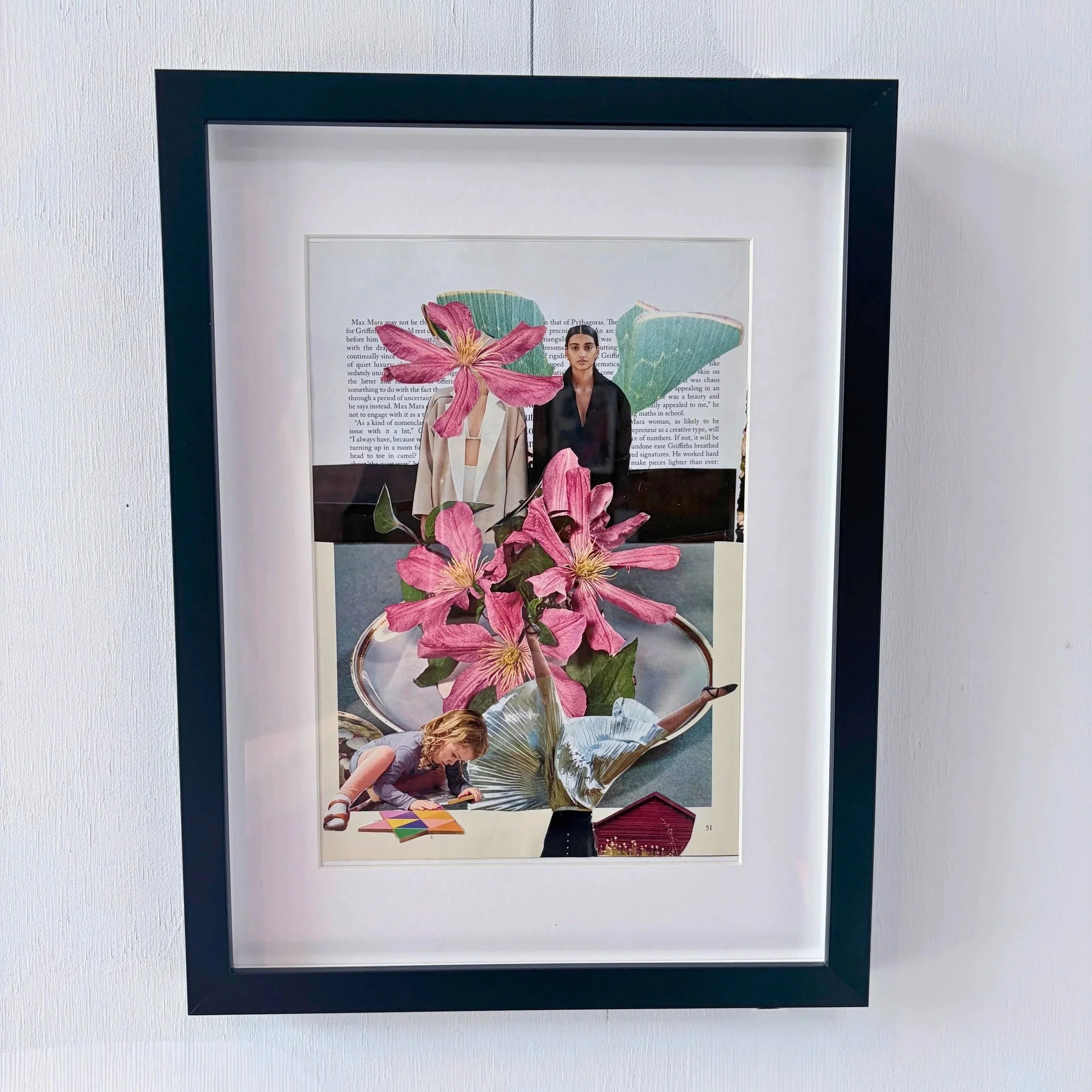 Hina Hiranami, "My first collage - a world from Sarah" (2026). Found images on paper.
