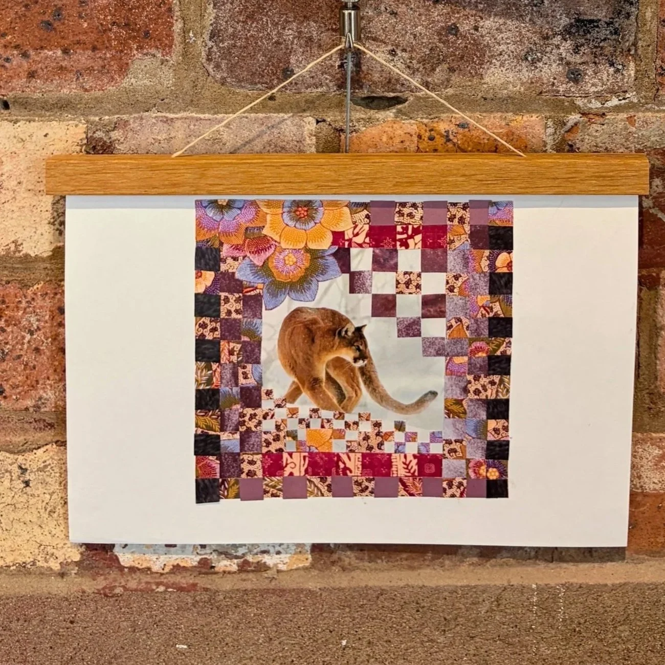 Rhiannon Robbins, "Patchwork puma" (2026). Found images on paper.