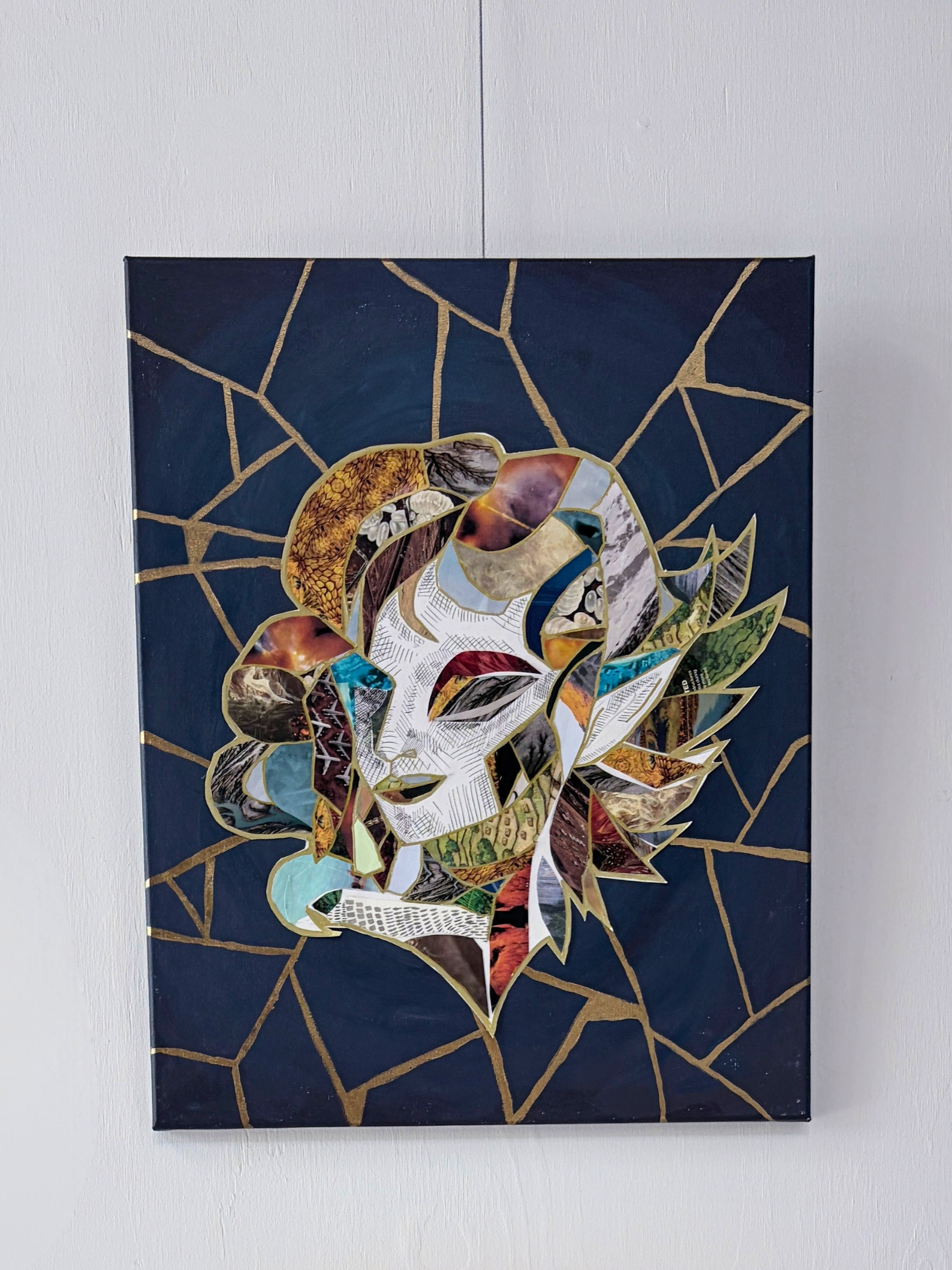 Jordan Frith, "Glue" (2026). Found images, ink and acrylic on canvas.