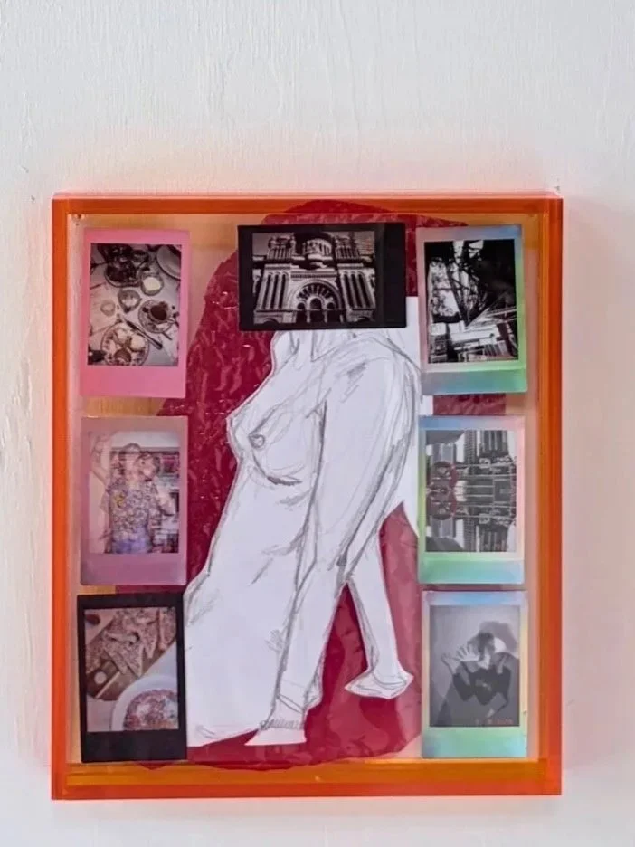 Jordan Frith, "Film" (2026). Polaroid film, cellophane and graphite.
