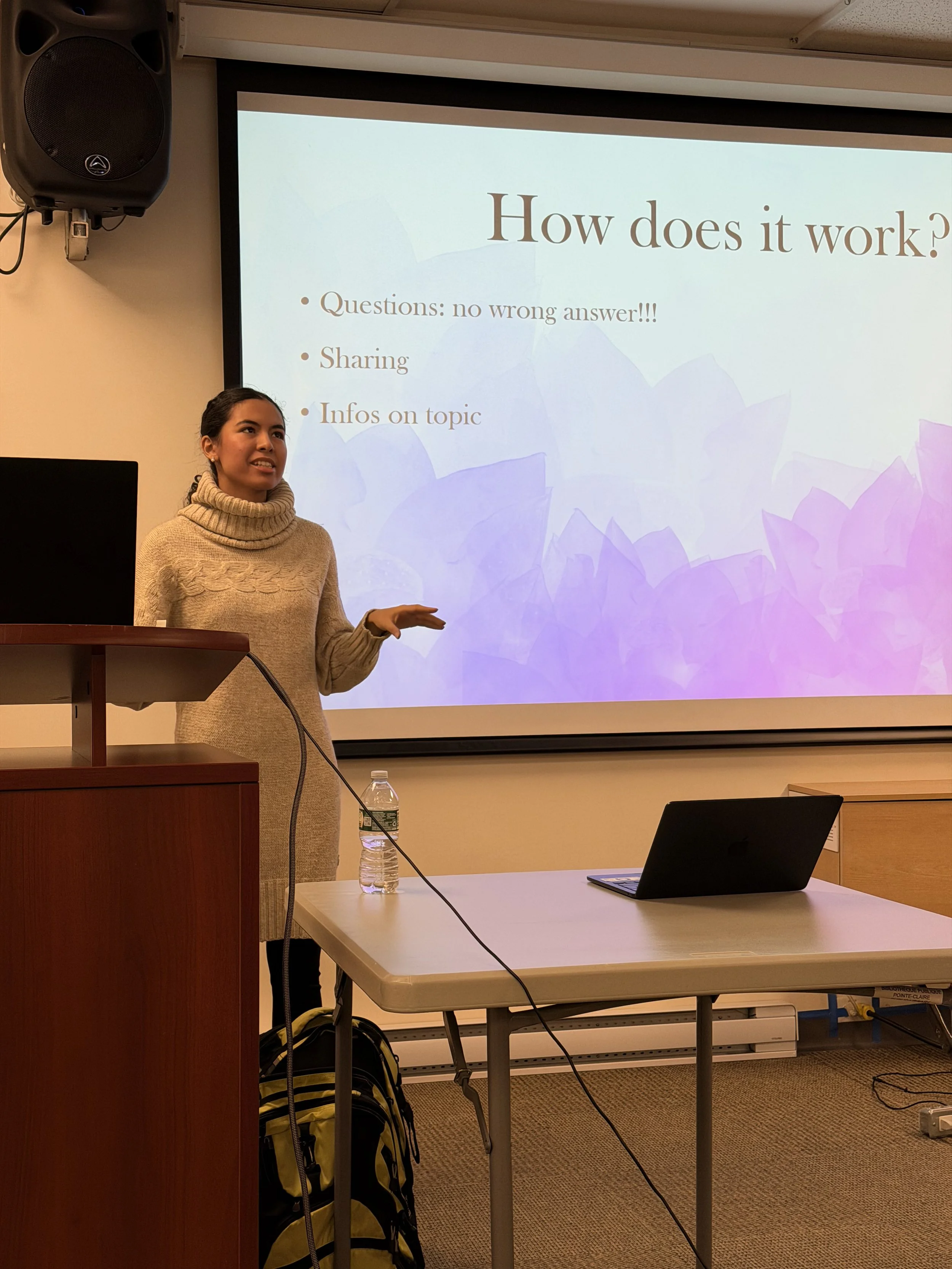 February 4th, 2026 — Pointe-Claire Library
An interactive session on menopause and aging, encouraging active participation and discussion while addressing common questions and lived experiences.