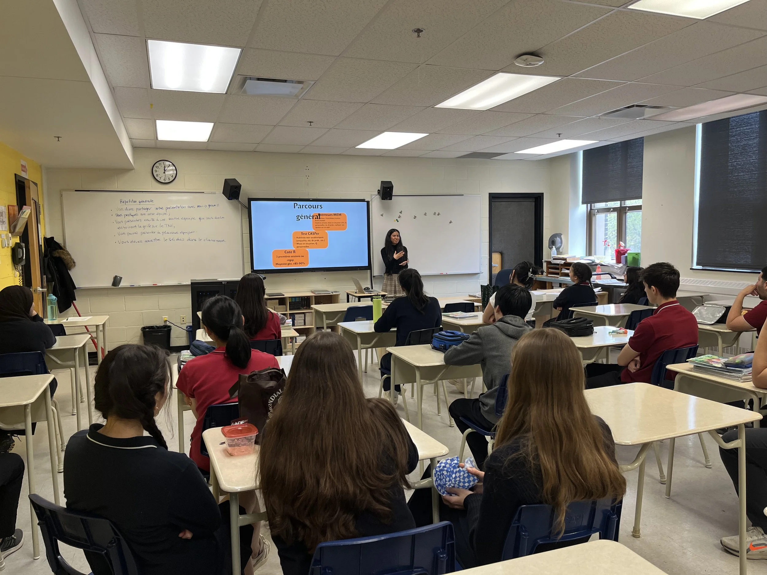 May 8th, 2025 — Collège Saint-Louis (CSL)
An interactive session with high school students exploring women’s health advocacy, menstrual health, and the importance of accessible, stigma-free conversations. The discussion was shaped by thoughtful quest