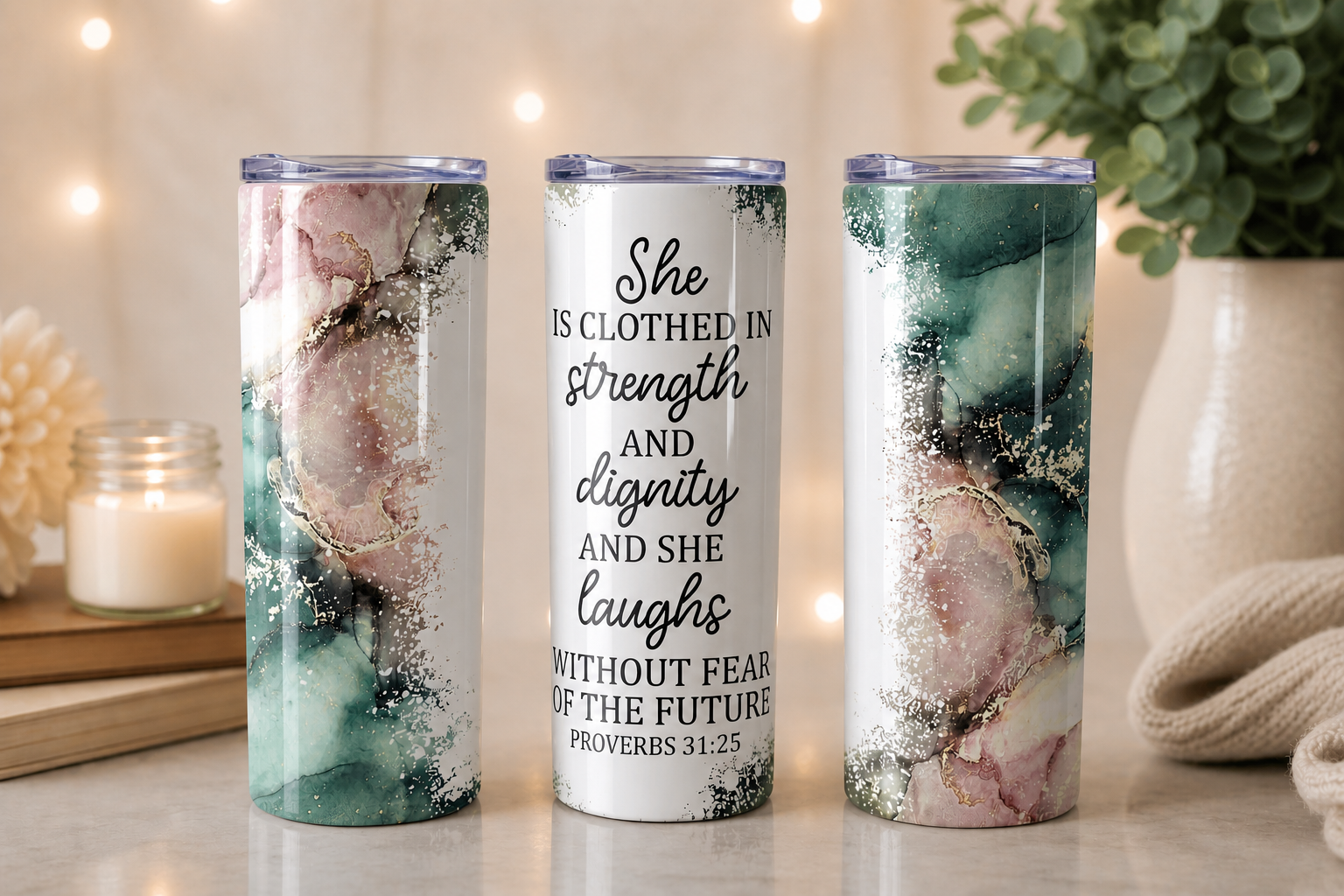 She is Clothed in Strength and Dignity Tumbler - Inspirational Tumblers - Tumblers for Her - Gifts for Her