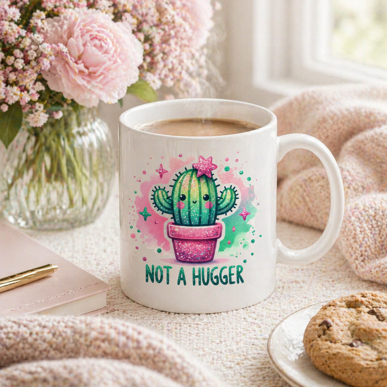 Not a Hugger Cute Cactus Coffee Cup