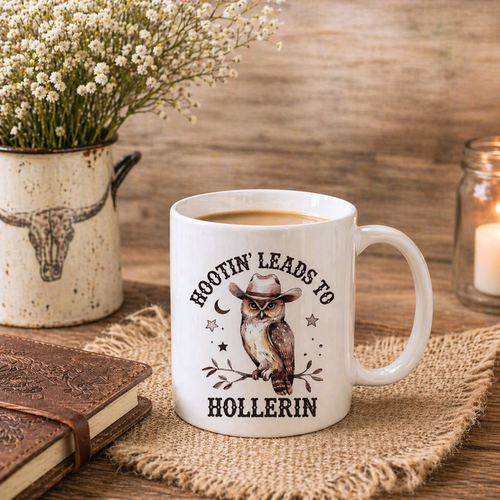 Hootin' Leads to Hollerin Owl Coffee Cup - Funny Coffee Cup - Owl Coffee Cups - Coffee Cup Gifts