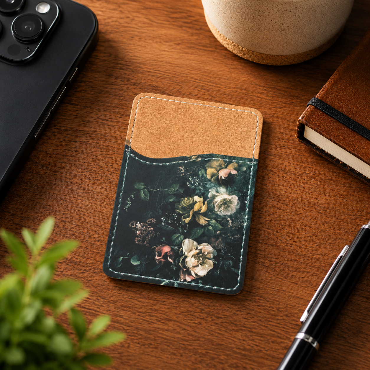 Dark and Moody Flowers Phone Wallet - Adhesive Phone Wallet - Phone Card Holder - Card Holder for Back of Phone