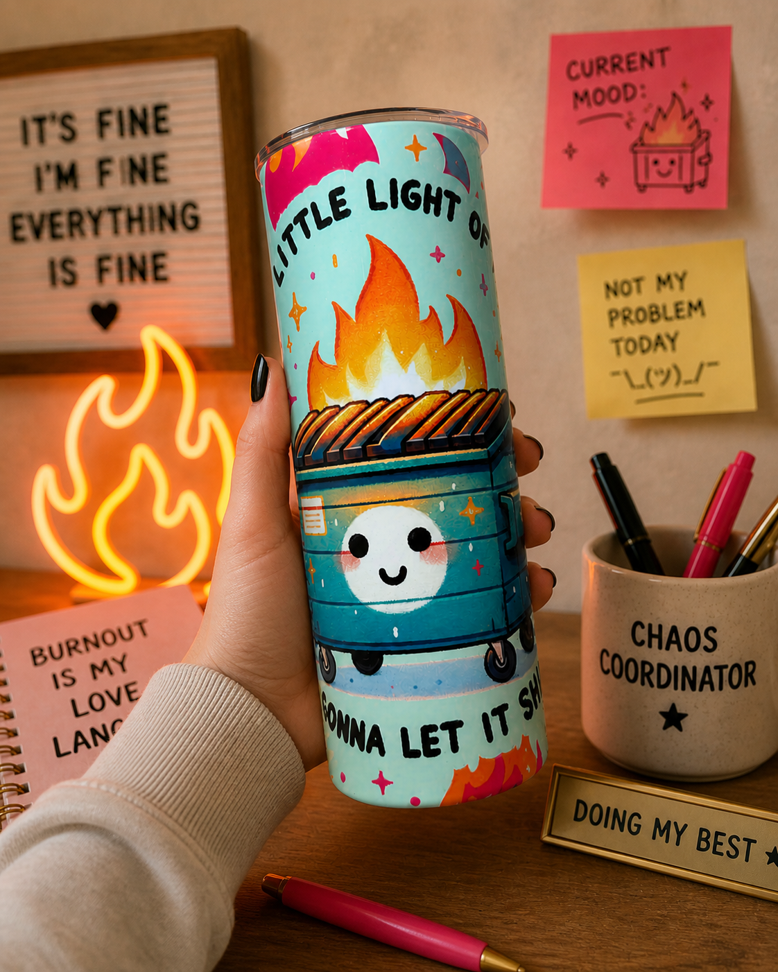 Dumpster Fire 20oz Tumbler - This Little Light of Mine Dumpster Fire Tumbler