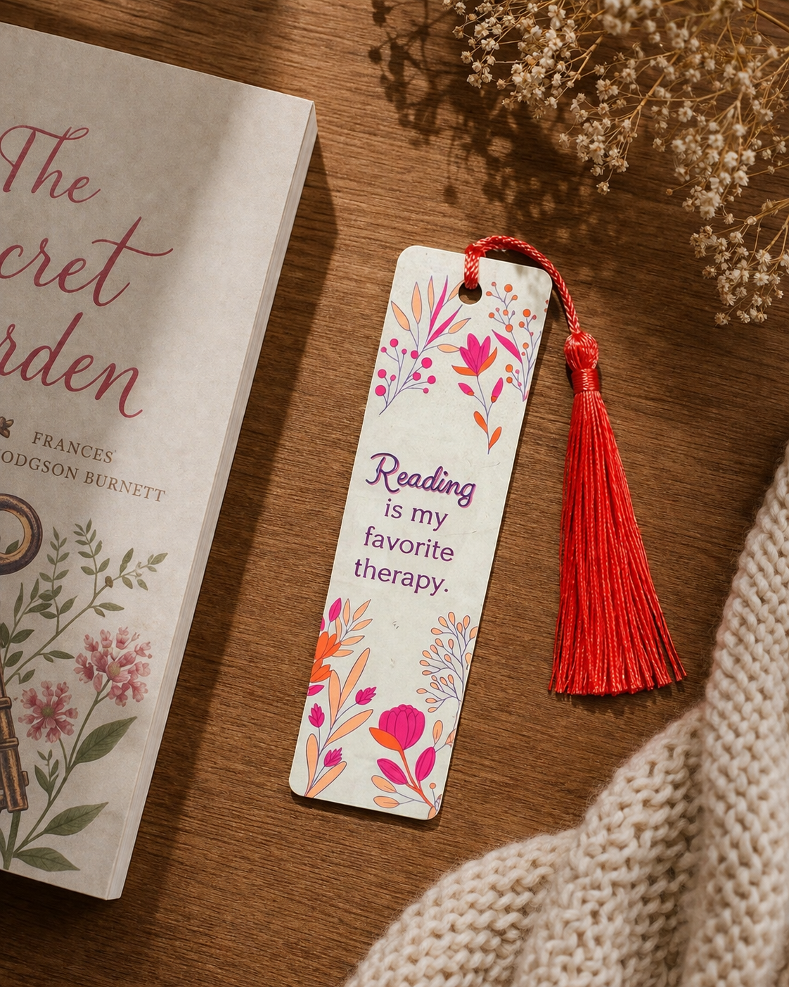 Reading is My Favorite Therapy Bookmark - Bookmark Gift - Book Lover Gift - Readers Gift - Gift for Mom - Gift for Friends - Gifts Under 10