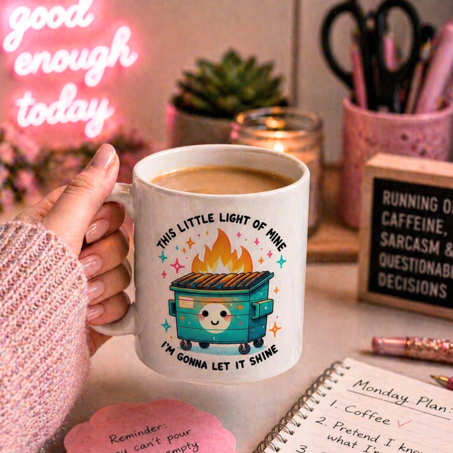 Dumpster Fire Coffee Cup - Funny Coffee Cup - This Little Light of Mine