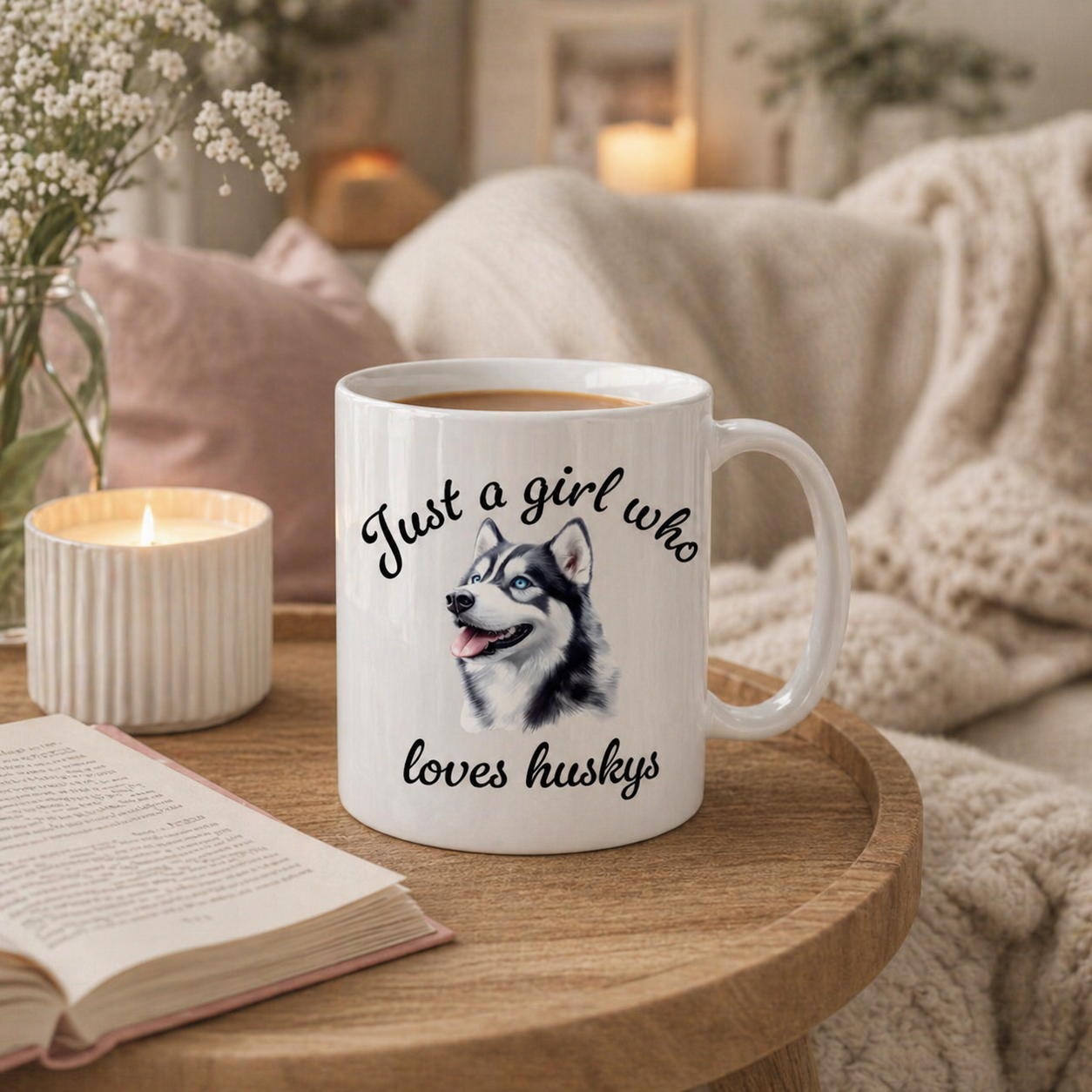 Just a Girl Who Loves Huskys Coffee Cup - Husky Dog Cup - Husky Dog Mom - Siberian Husky Cup