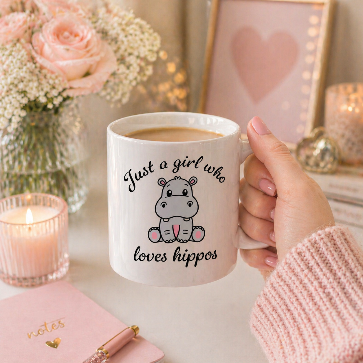 Just a Girl Who Loves Hippos Coffee Cup - Hippo Mug  - Hippo Coffee Cup - Cute Coffee Mugs - Tea Mug - Hippo Gift