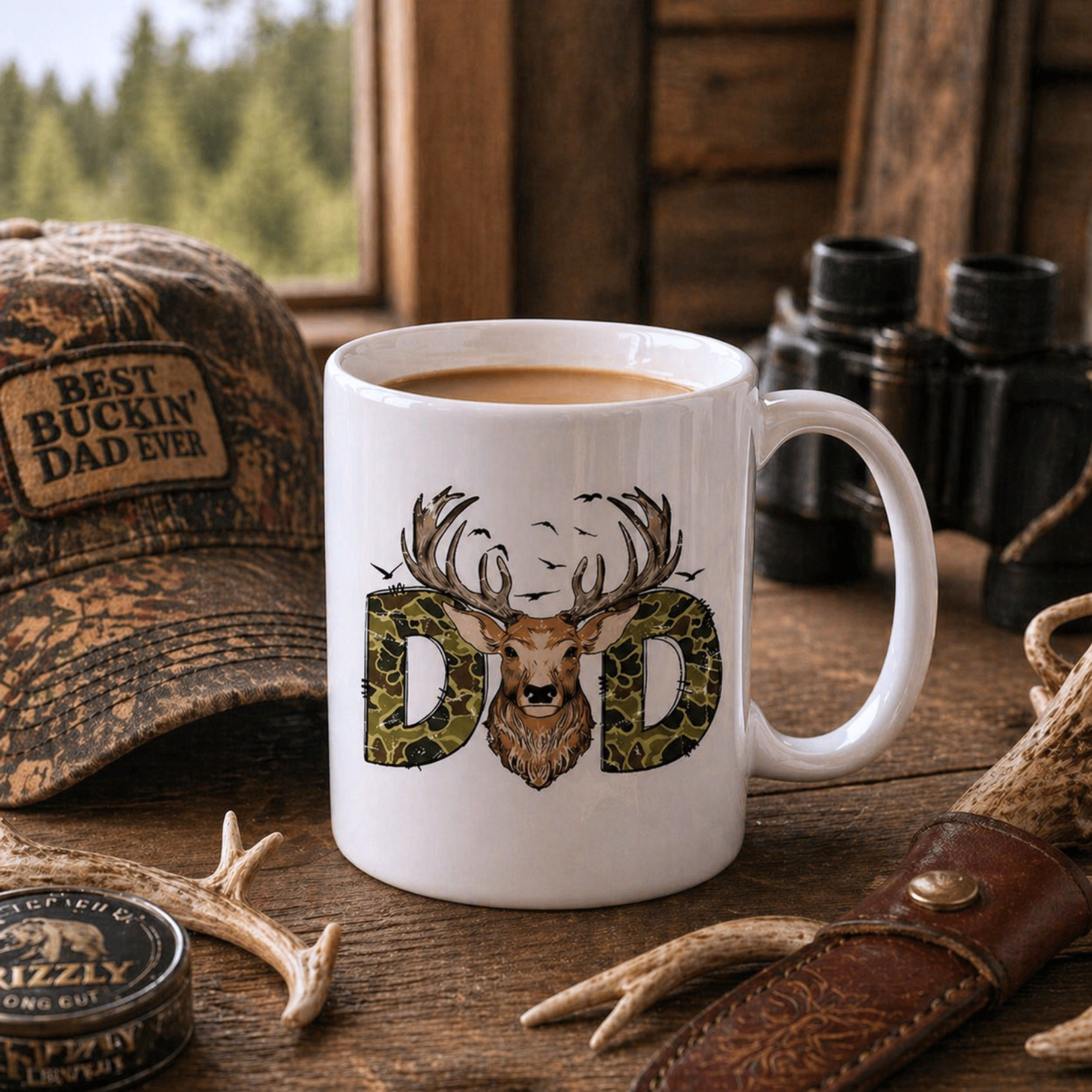 Dad Deer Coffee Mug - Dad Buck Coffee Cup-  Father's Day Mug - Father's Day Gift - Coffee Cup for Dad - Father's Day Cups- Deer Hunting Cup