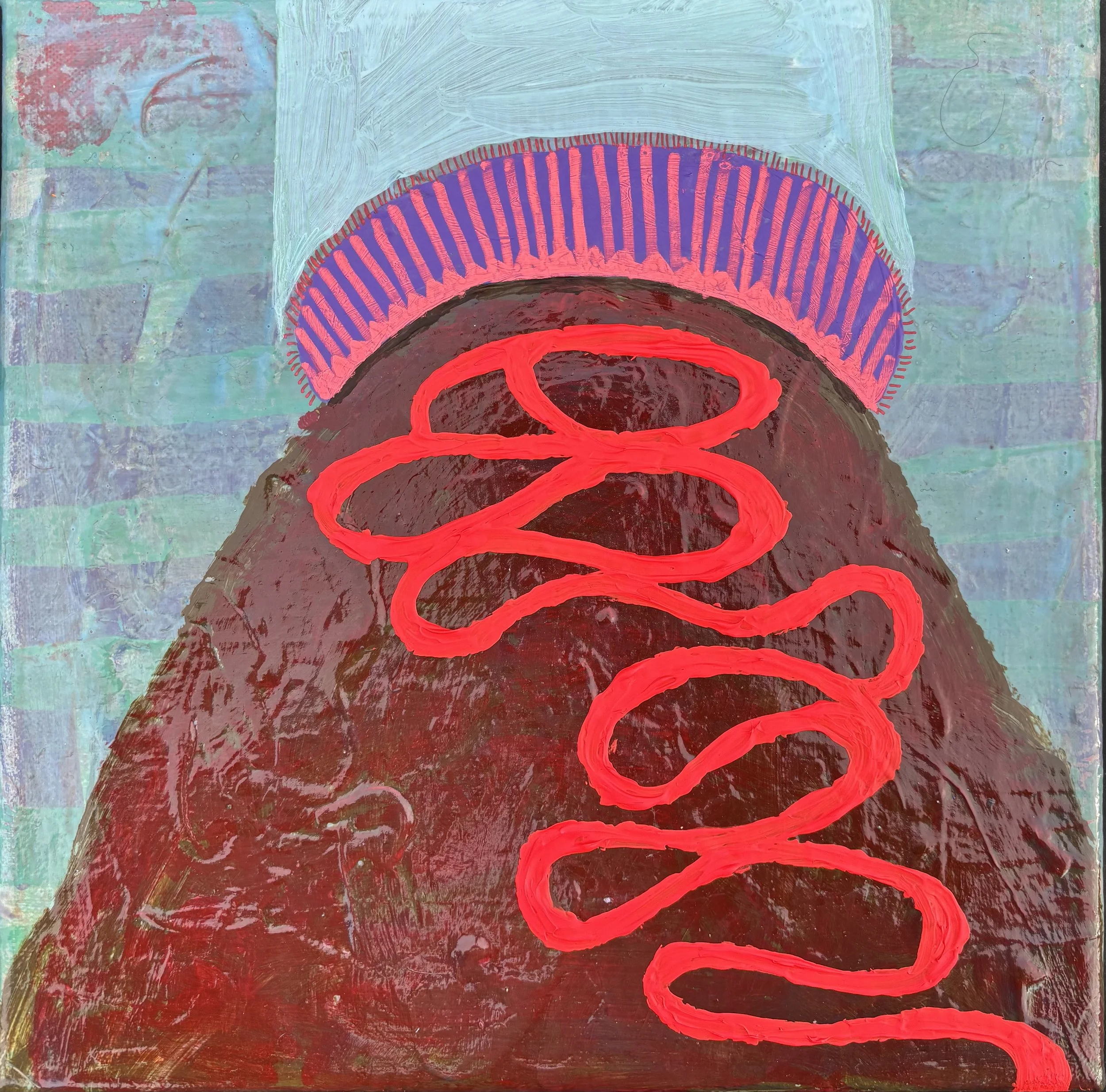 Ruminator | 2025 | acrylic and posca on canvas | 12" x 12" x .625"