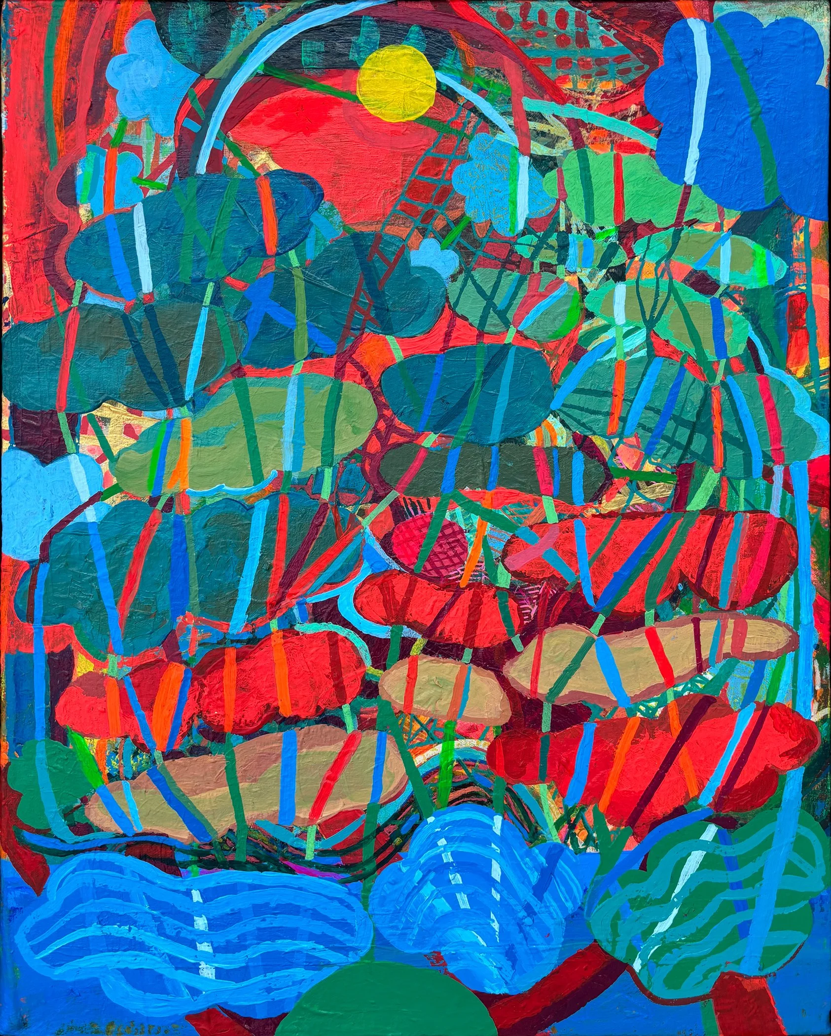 Rain | 2023 | acrylic and posca on linen | 20" x 16" x .75" | Private Collection