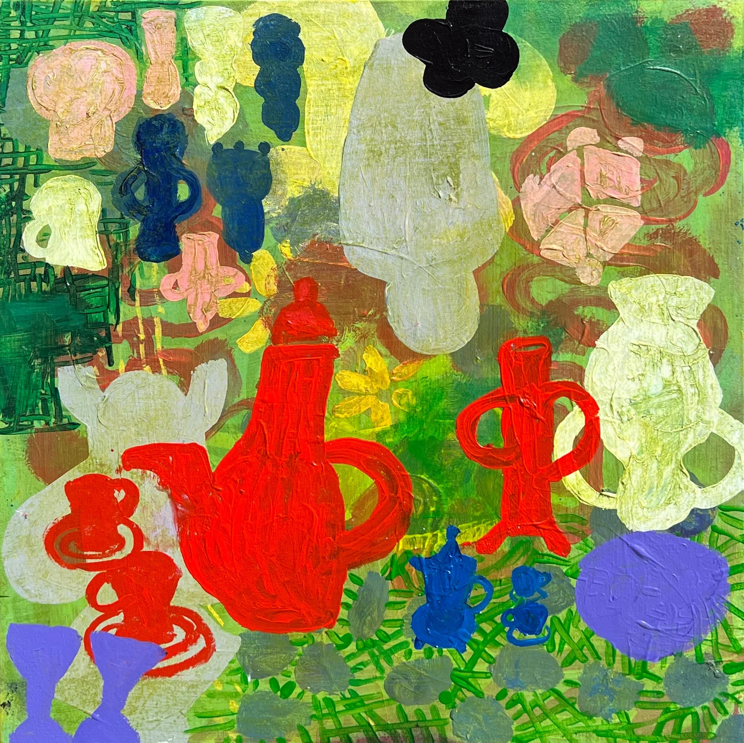 Tea | 2023 | acrylic on canvas over cradled wood panel | 16.12" x 16.12" x 1.75"