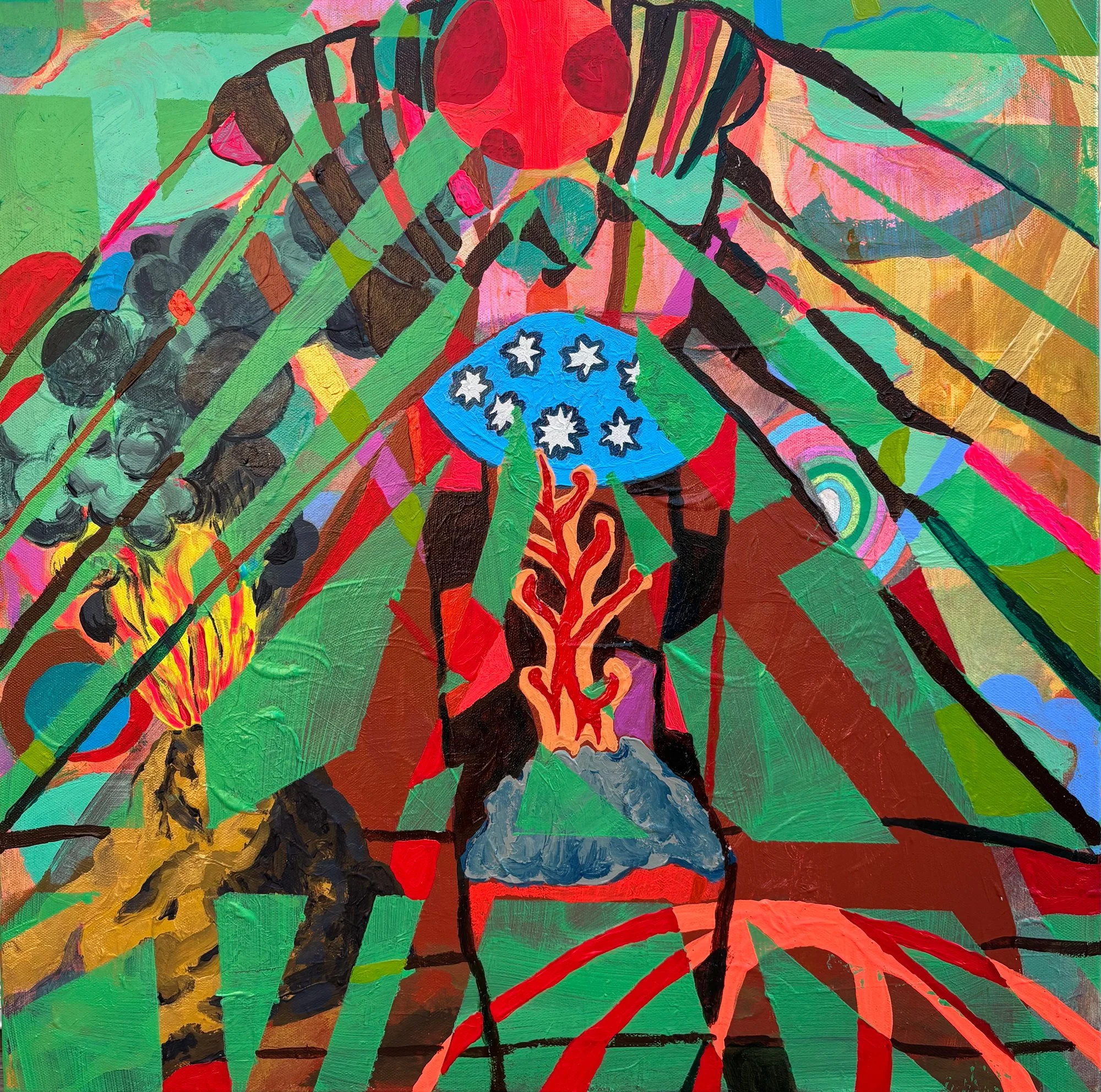 Mountain | 2025 | acrylic and posca on canvas | 24" x 24" x 1.5"
