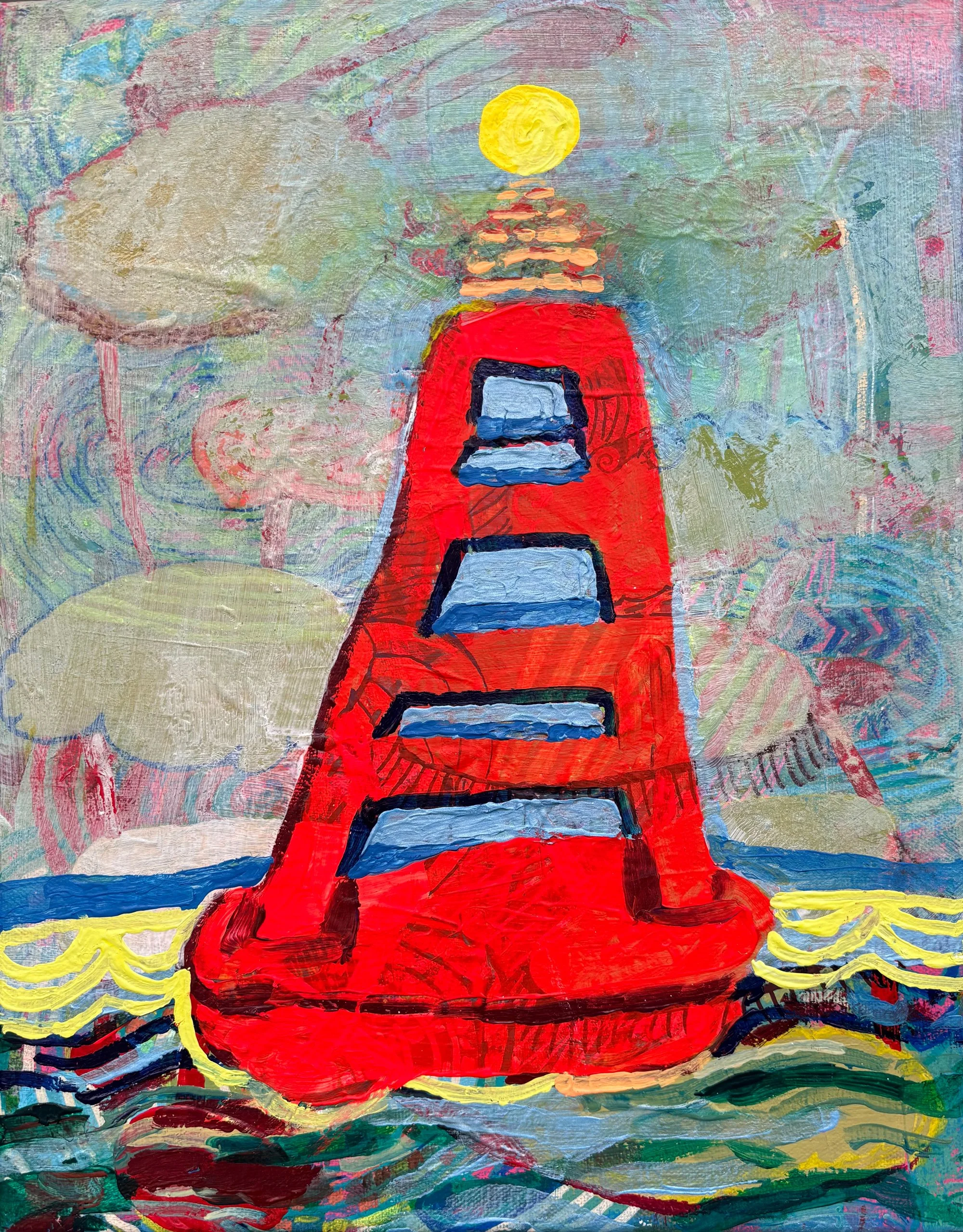 Buoy | 2024 | acrylic and posca on canvas | 14" x 11" x .75" | Private Collection