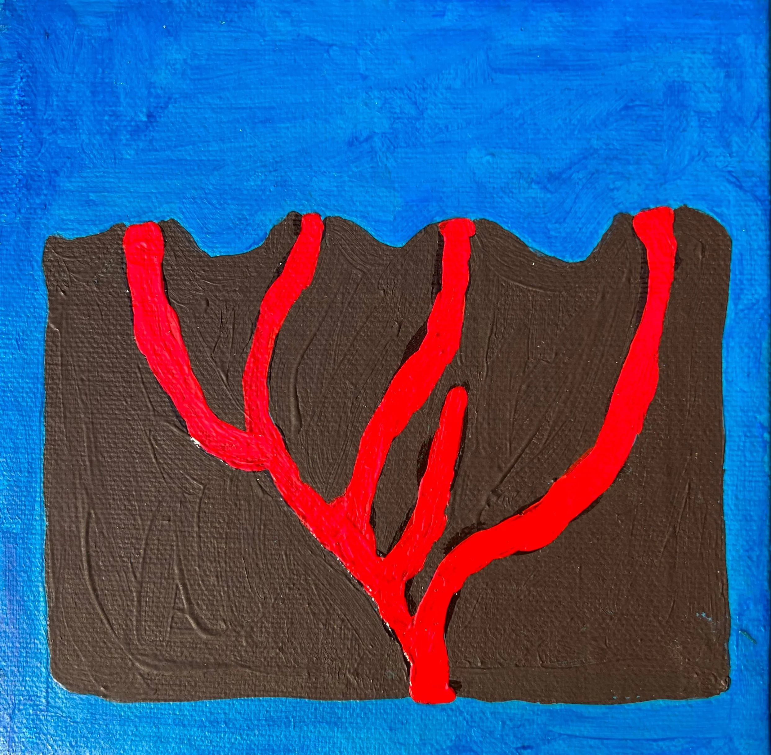 4 Ways to Erupt - C | 2023 | acrylic on canvas | 6" x 6" x .875"