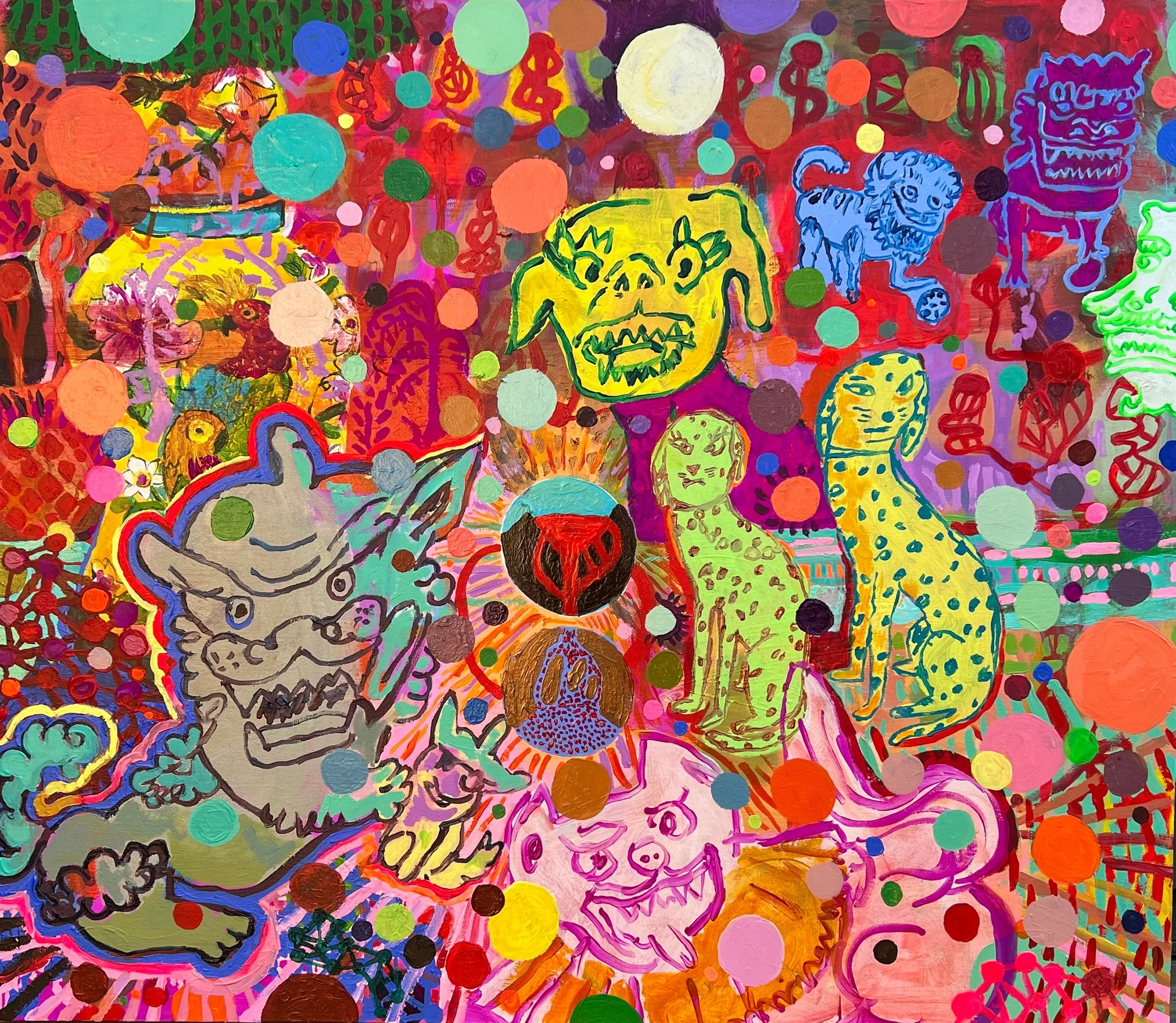 Firecrackers | 2022 | acrylic on canvas | 36" x 42" x 1.75"