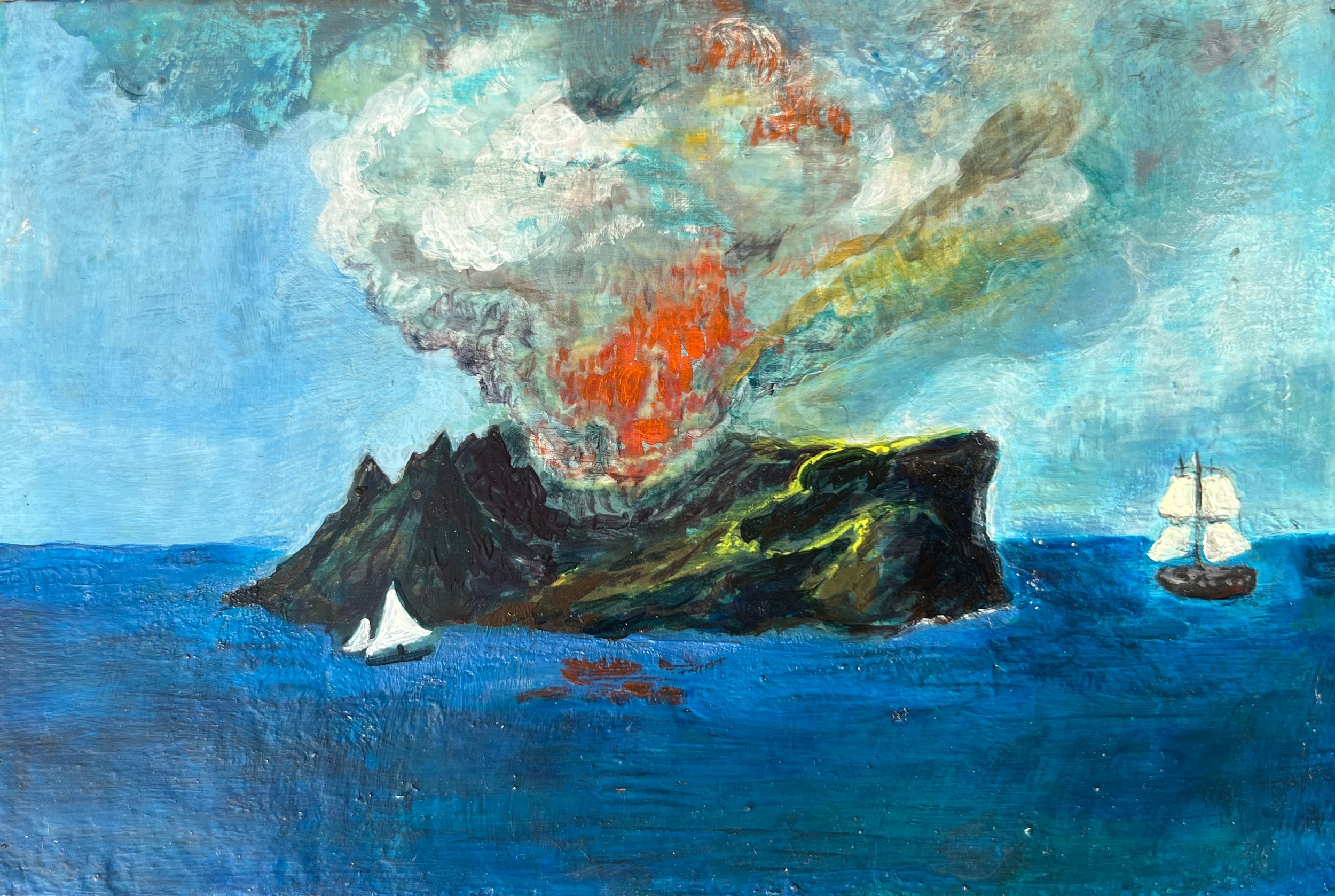 Reluctant Island (After Camillo de Vito) | 2002 | acrylic on wood panel | 4.0625" x 6.125" x .5"  