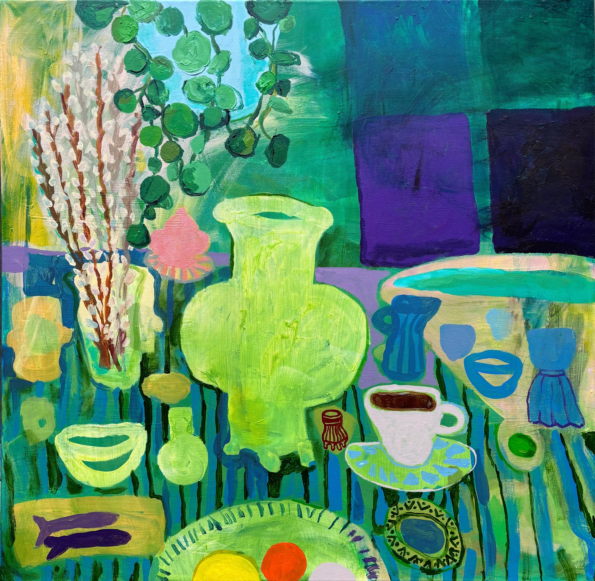 Green Jar | 2024 | acrylic on canvas | 36" x 36" x .75"