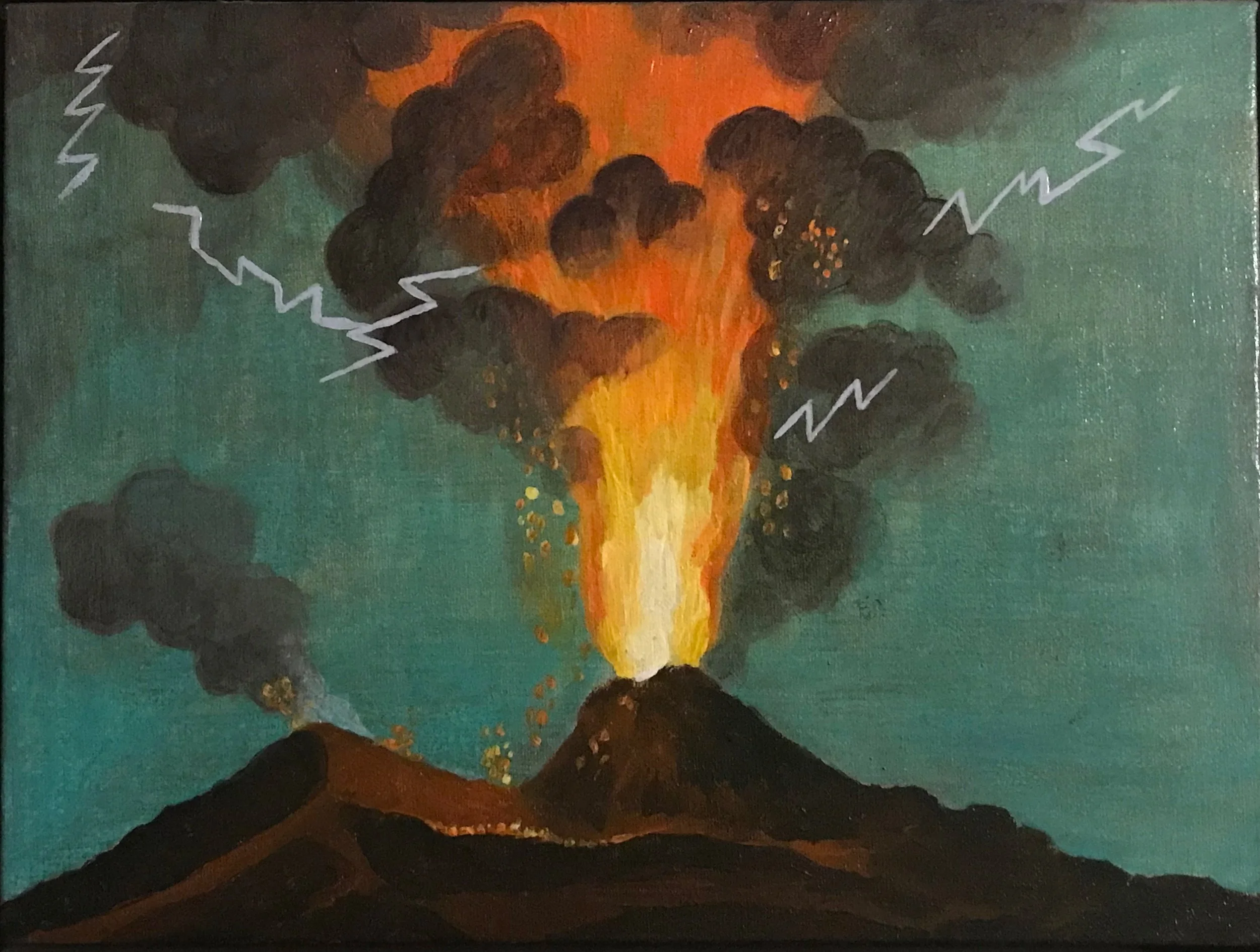 Vesuvius (after Pietro Fabris) | 2003 | acrylic on canvas | 8" x 10" x .75" | Private Collection