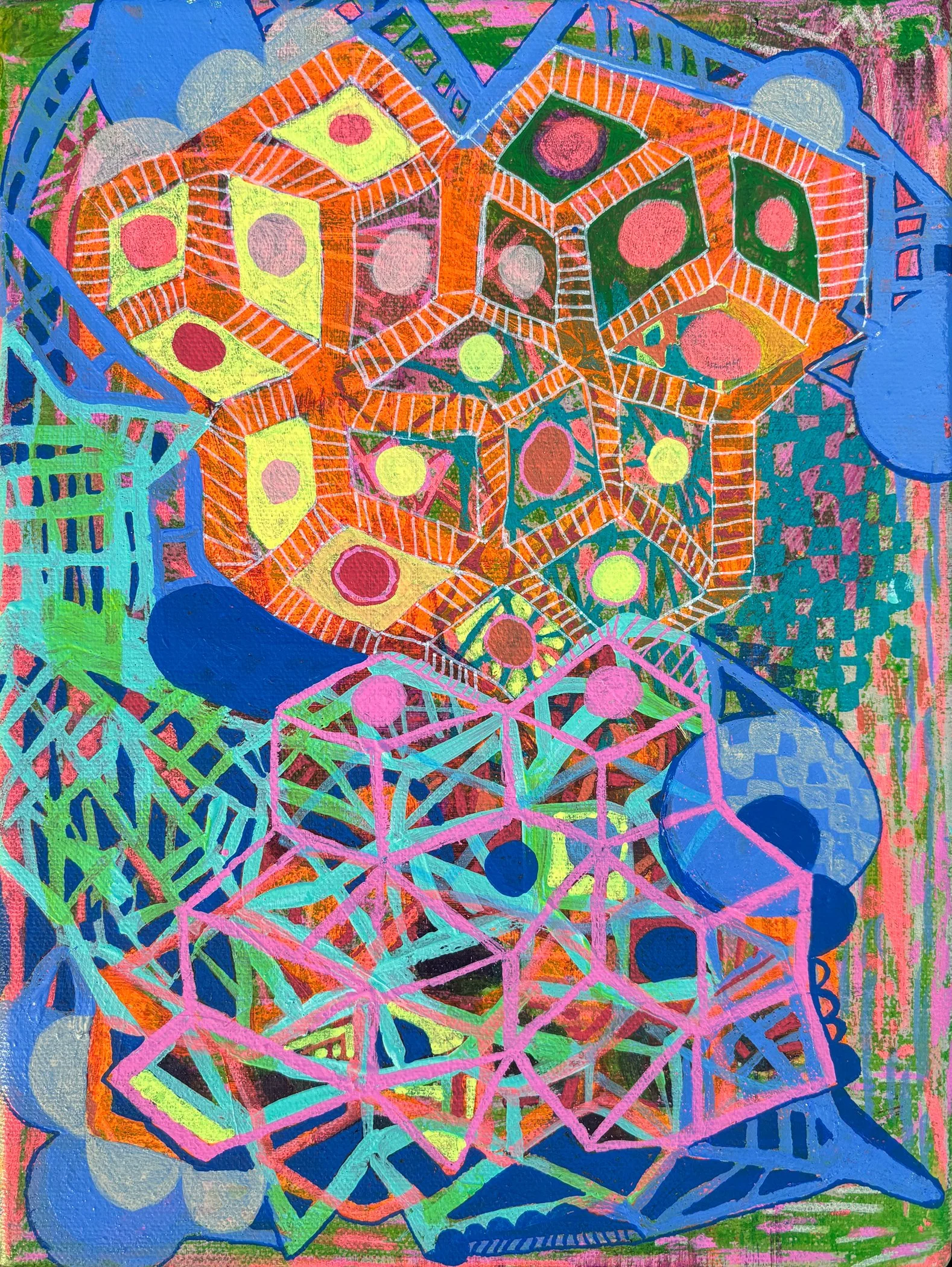 Volcano | 2023 | acrylic and posca on canvas | 12" x 9" x .5" | Private Collection