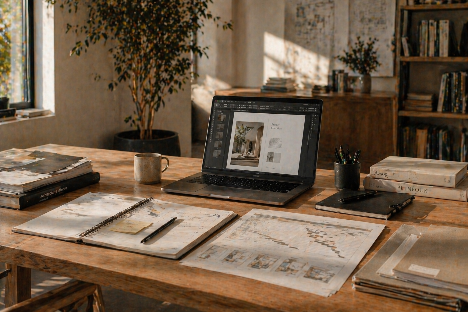 Proposal document on screen highlighting the value of experienced bid management for design firms