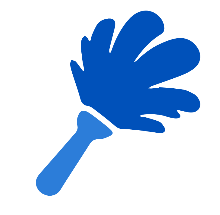 A blue handheld fan with a wing-like design.