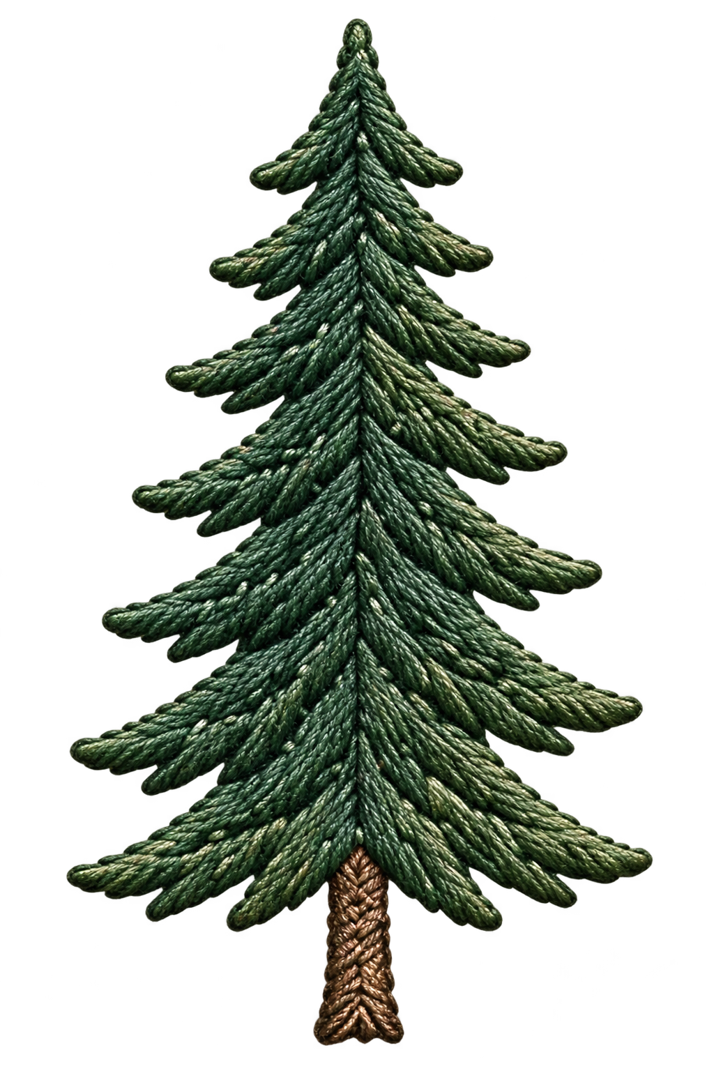 An artificial Christmas tree with green branches and a brown trunk.