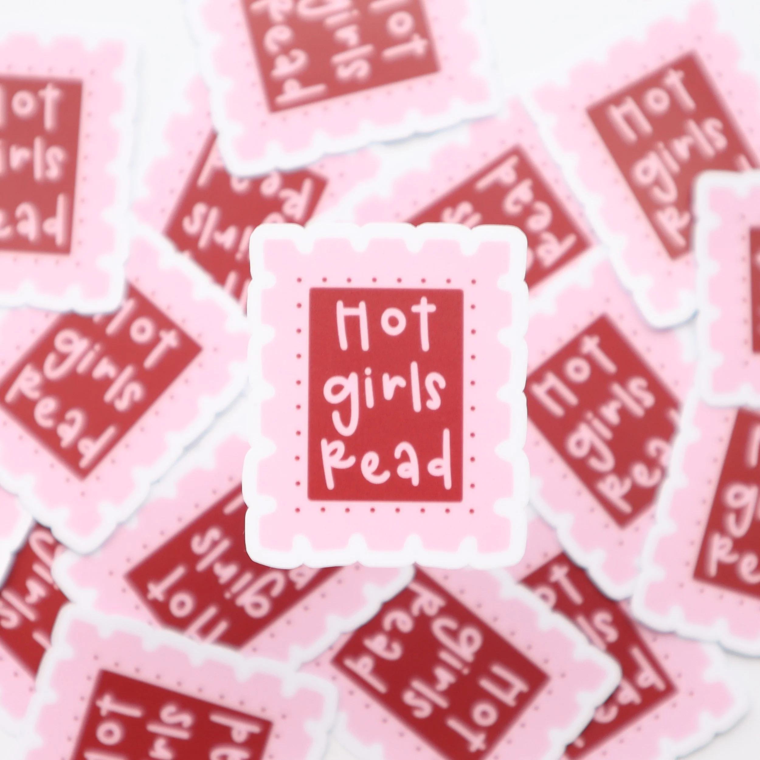 "hot girls read" stamp sticker