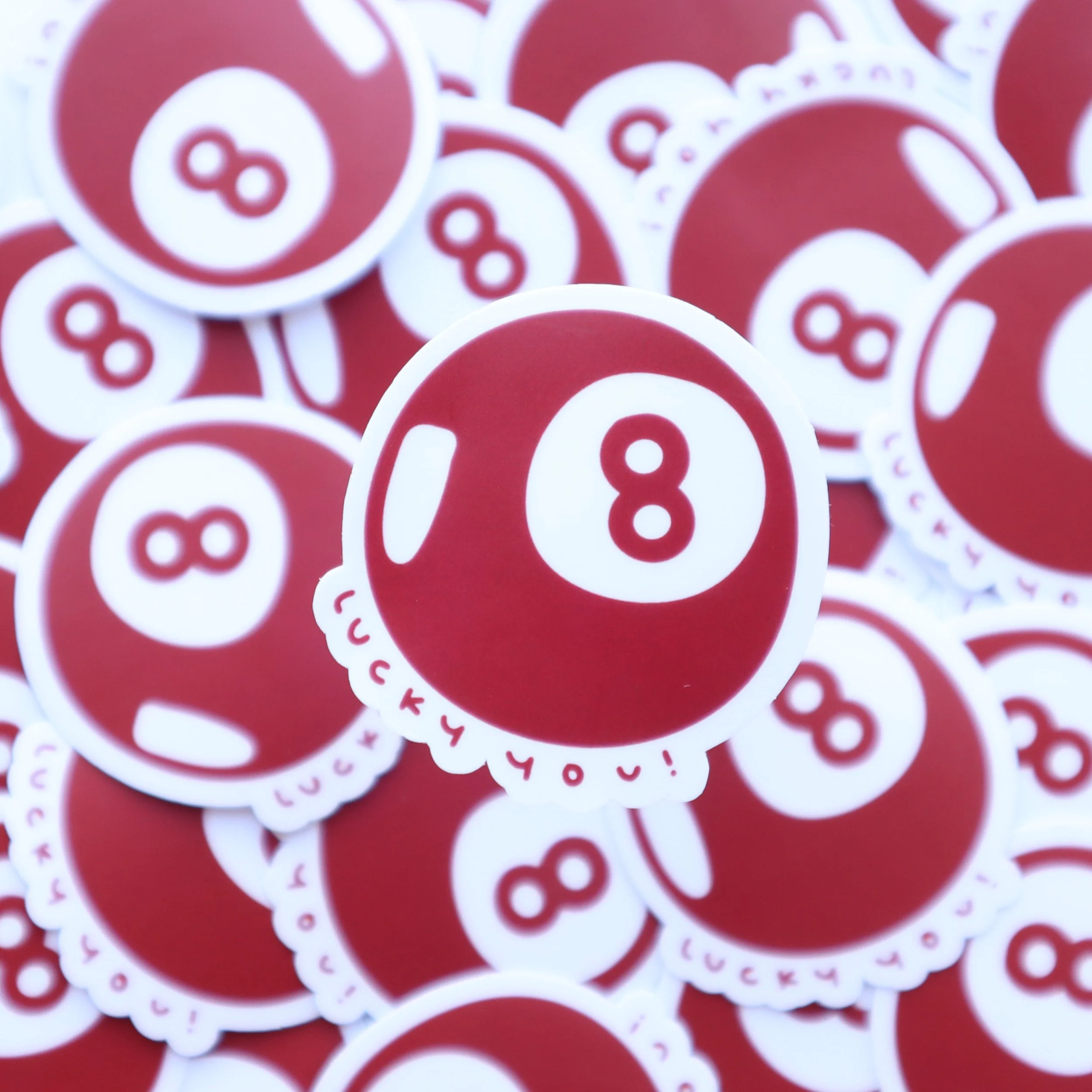 "lucky you!"  8 ball sticker