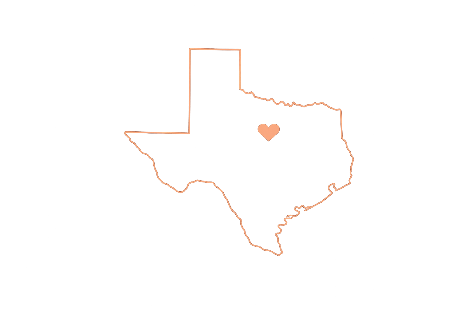 Imiage of a Texas with a heart showing Counseling services in Weatherford, Texas