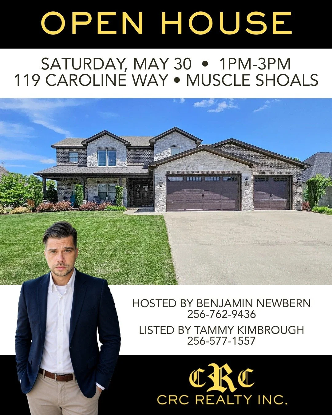 🏡 OPEN HOUSE | 119 Caroline Way, Muscle Shoals

Join me Saturday, May 30, from 1-3 p.m. for an open house at this beautiful Cottonwood Estates home in Muscle Shoals.

📍 119 Caroline Way, Muscle Shoals
🛏️ 4 bedrooms
🛁 3.5 baths
📐 3,140 sq. ft.
🚗