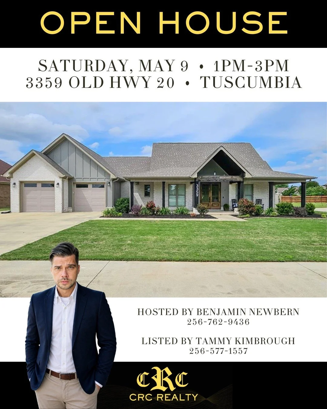 🏡 Open House Saturday &mdash; 3359 Old Hwy 20, Tuscumbia

📅 Saturday, May 9, 2026

⏰ 1:00&ndash;3:00 PM

🎁 Stop by and you could walk away with more than just a great home find &mdash; everyone who attends will be entered to win a $50 Shell Gift C
