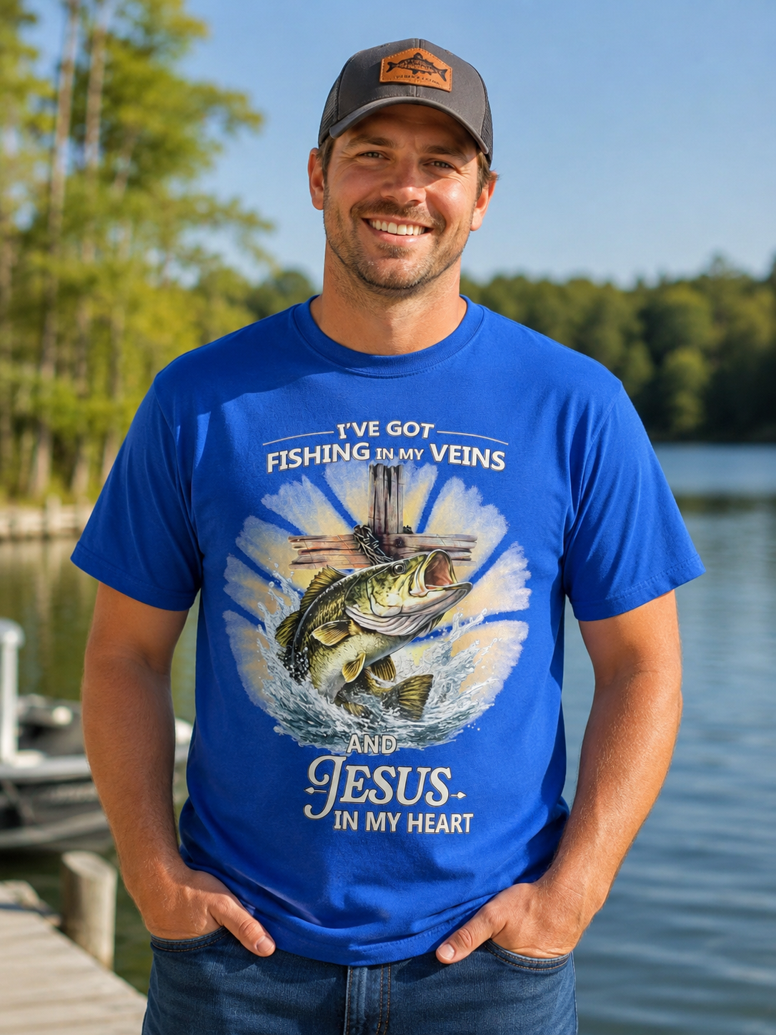 Fishing in my veins & Jesus in my heart tee