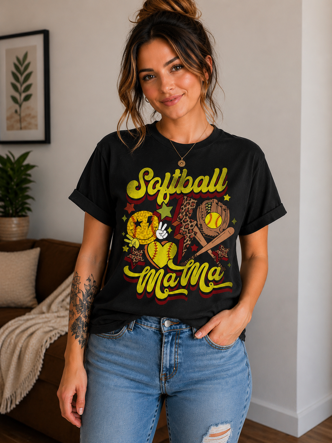 🥎✨ Retro Softball Mama Graphic Tee