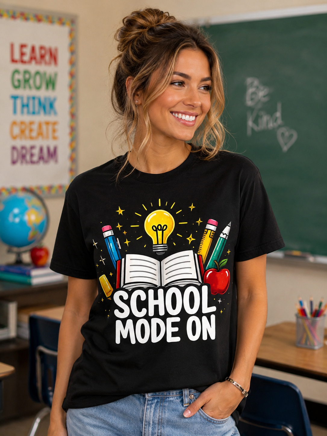 School Mode On Graphic Tee – Back to School Teacher & Student Shirt