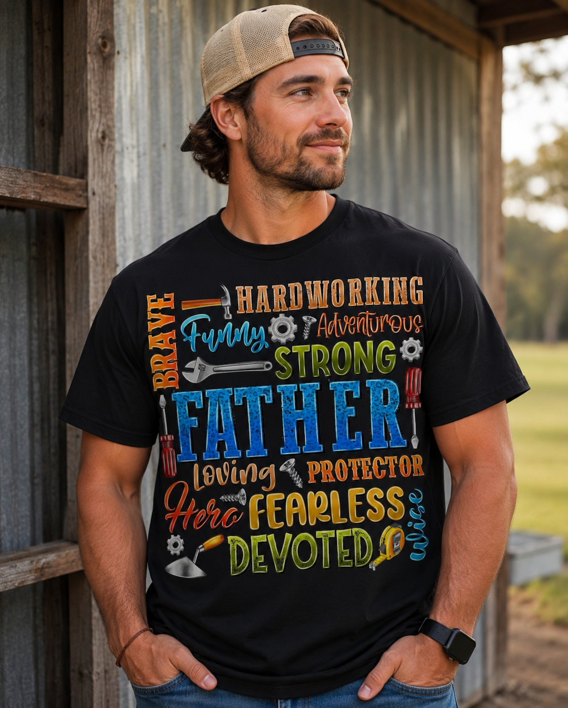 🔨 The Ultimate Dad – Hardworking, Strong & Fearless Tee