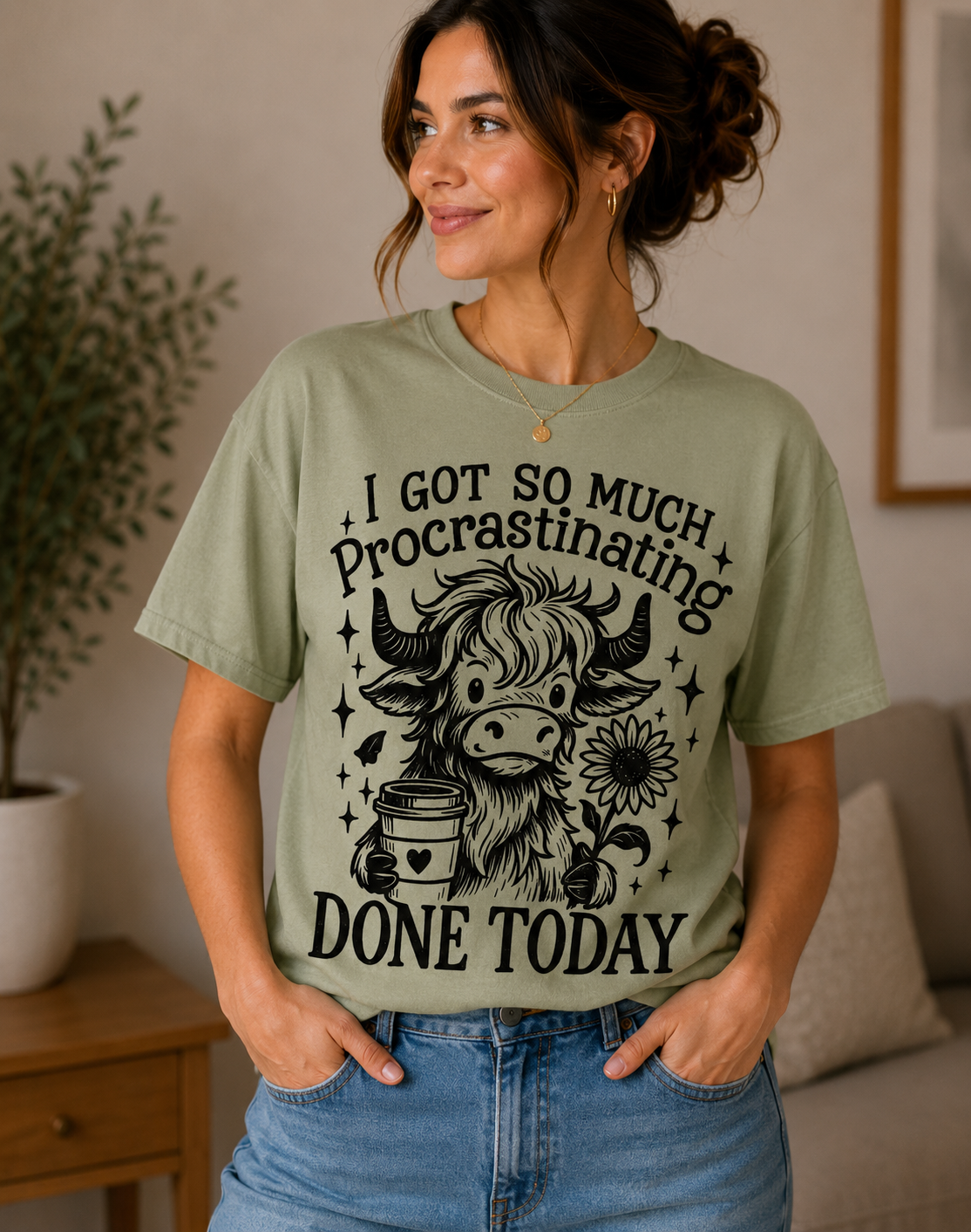 Procrastinating Highland Cow Tee