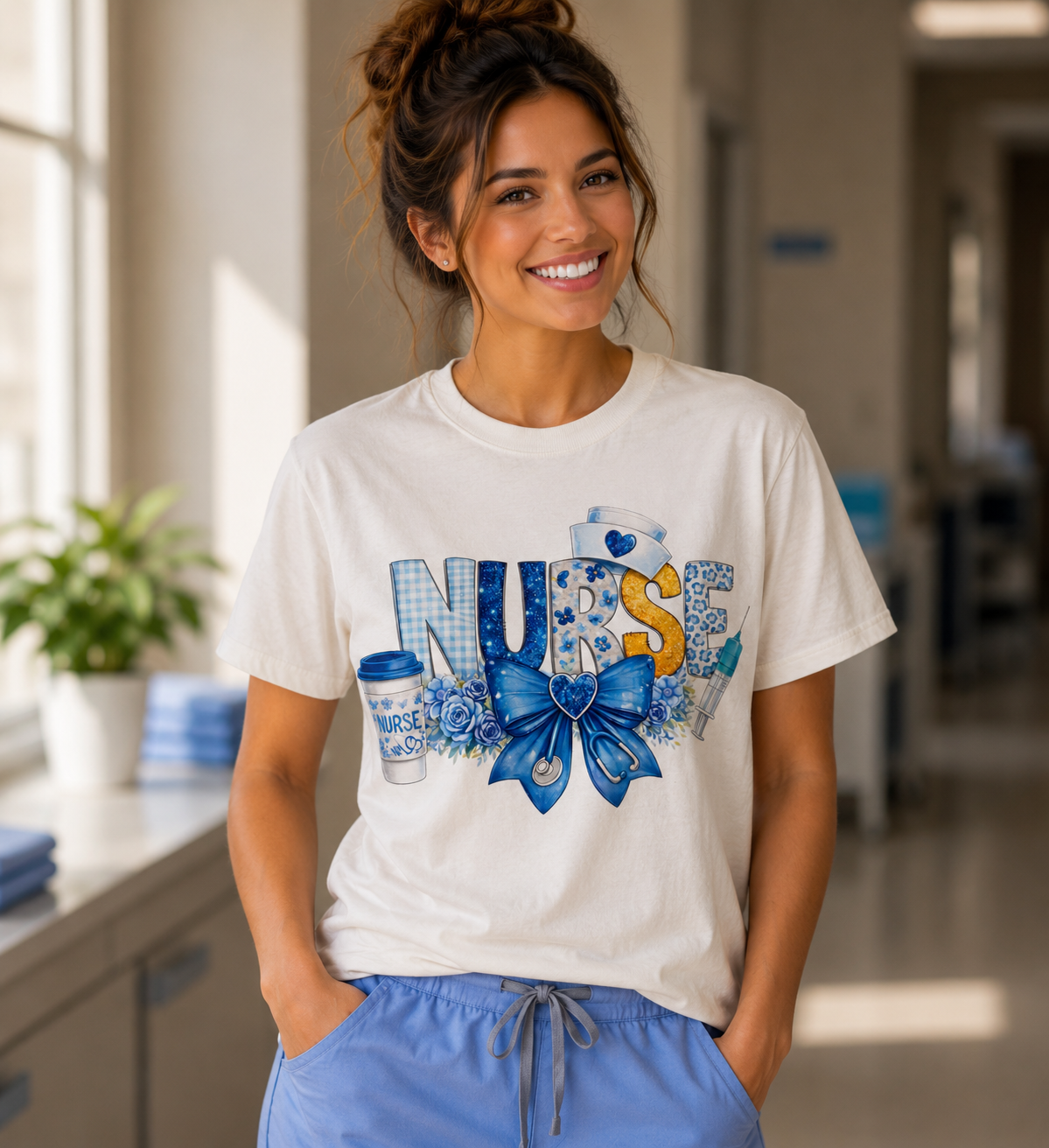 Blue Bow Nurse Life Tee