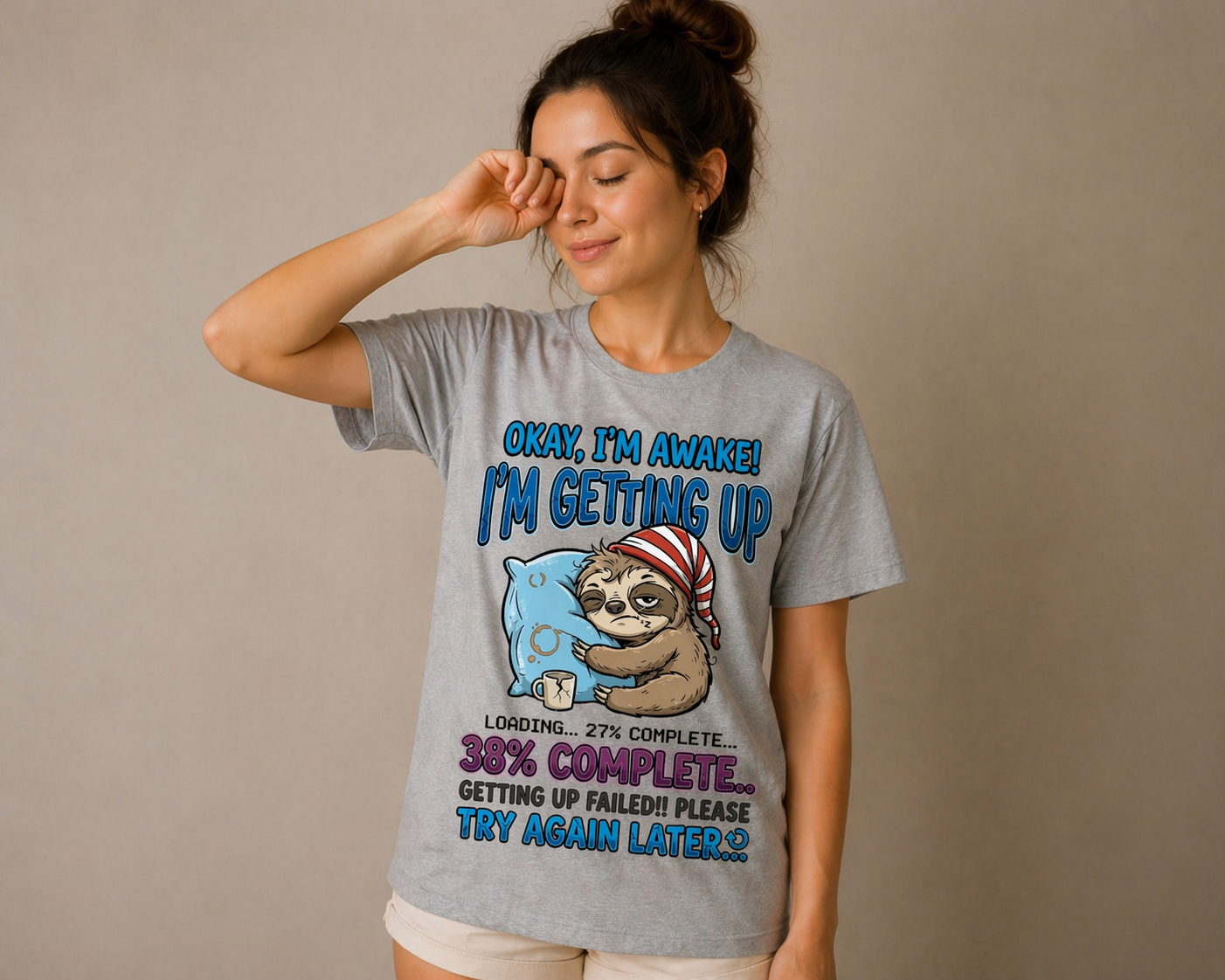 Getting Up Failed Sloth Morning Mood Tee